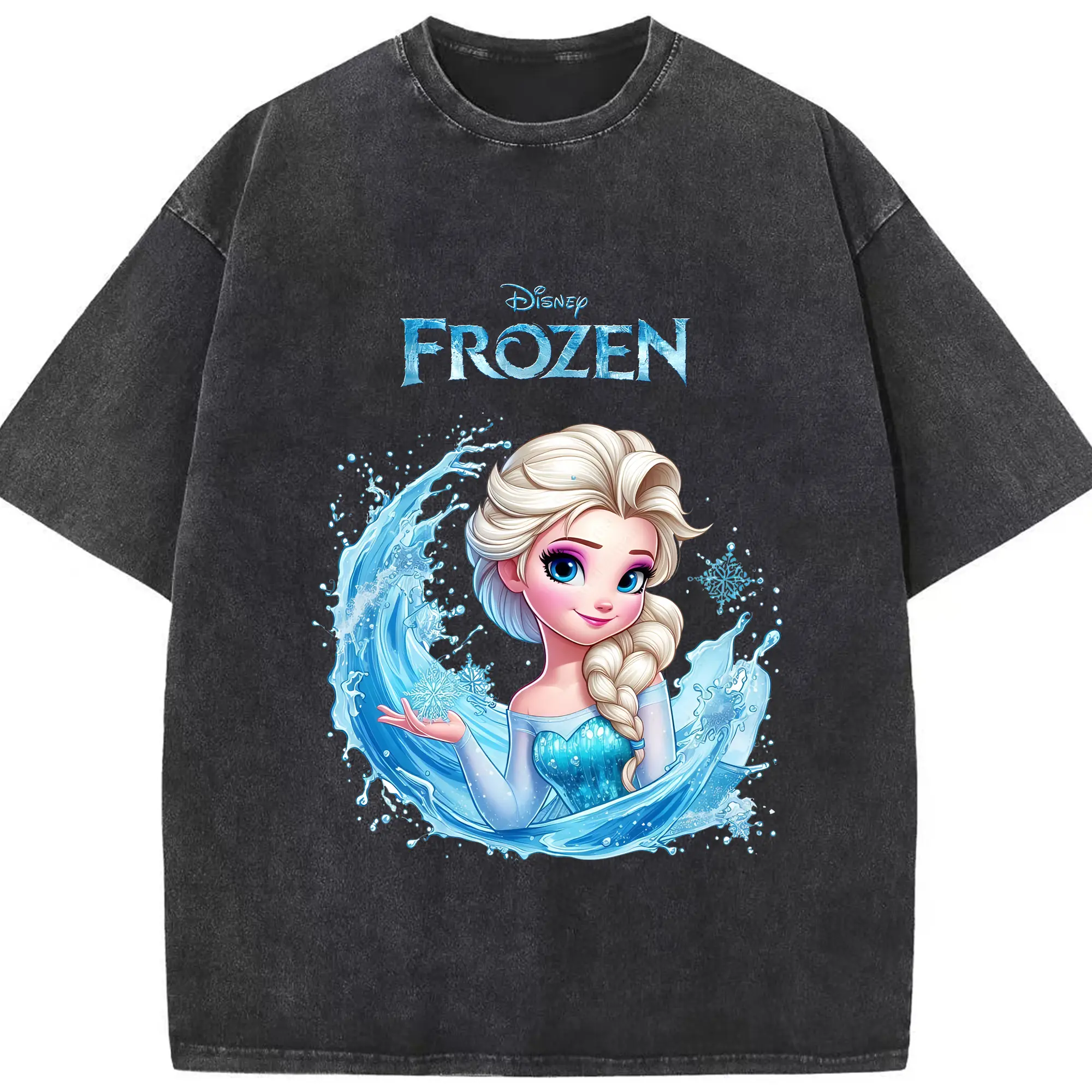 アナと雪の女王(Frozen) グッズ エルサ(Elsa) - 綿100％ ヴィンテージ風 半袖Tシャツ ・ フロントプリント ・ 柔らか肌触り ・ 通気性 快適 ・ スポーツ カジュアル 外出用