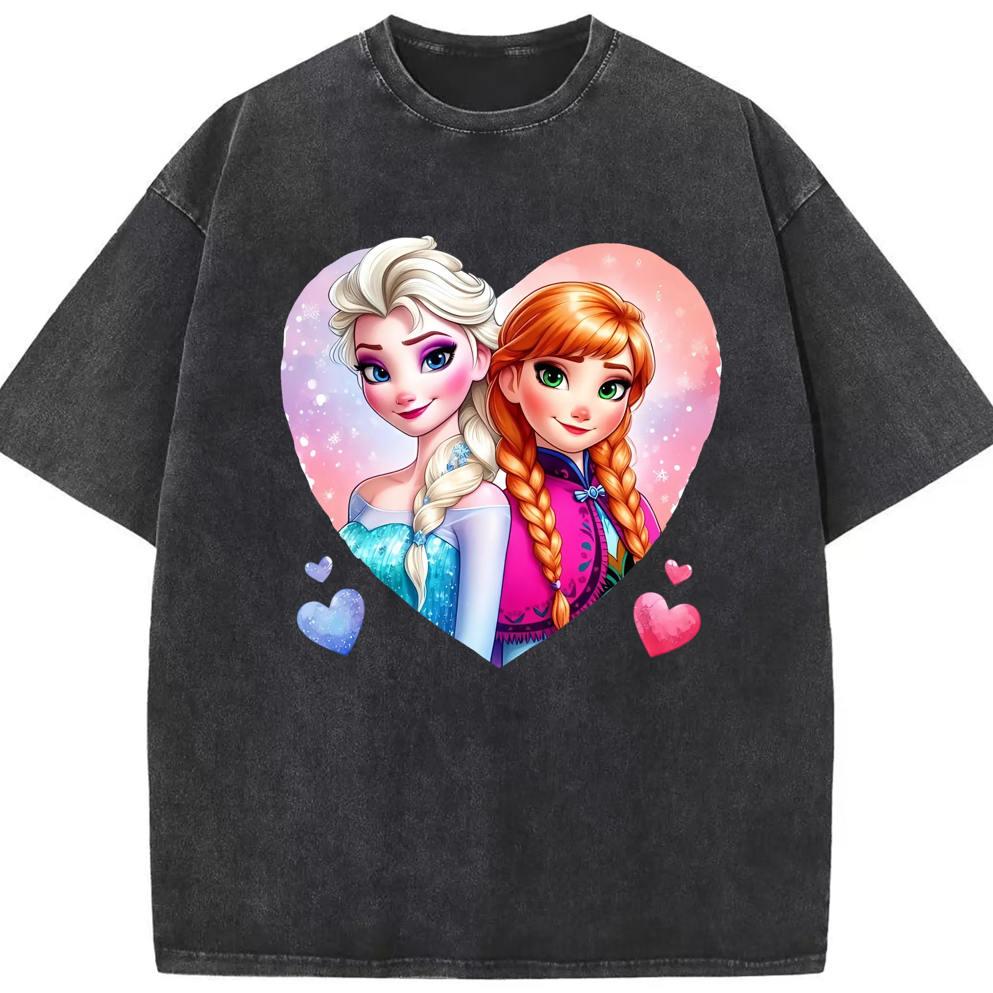 アナと雪の女王(Frozen) グッズ エルサ(Elsa) - 綿100％ ヴィンテージ風 半袖Tシャツ ・ フロントプリント ・ 柔らか肌触り ・ 通気性 快適 ・ スポーツ カジュアル 外出用