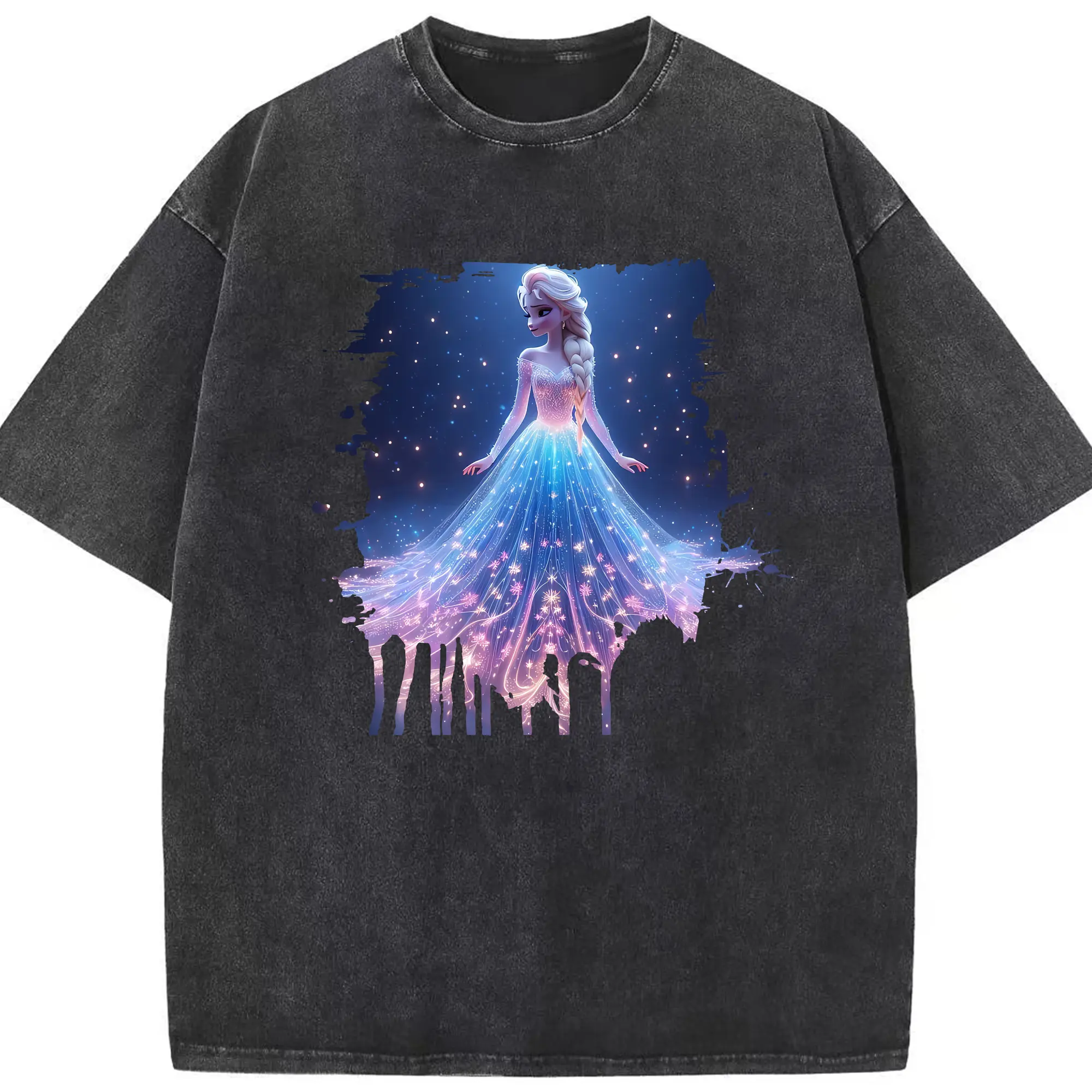 アナと雪の女王(Frozen) グッズ エルサ(Elsa) - 綿100％ ヴィンテージ風 半袖Tシャツ ・ フロントプリント ・ 柔らか肌触り ・ 通気性 快適 ・ スポーツ カジュアル 外出用