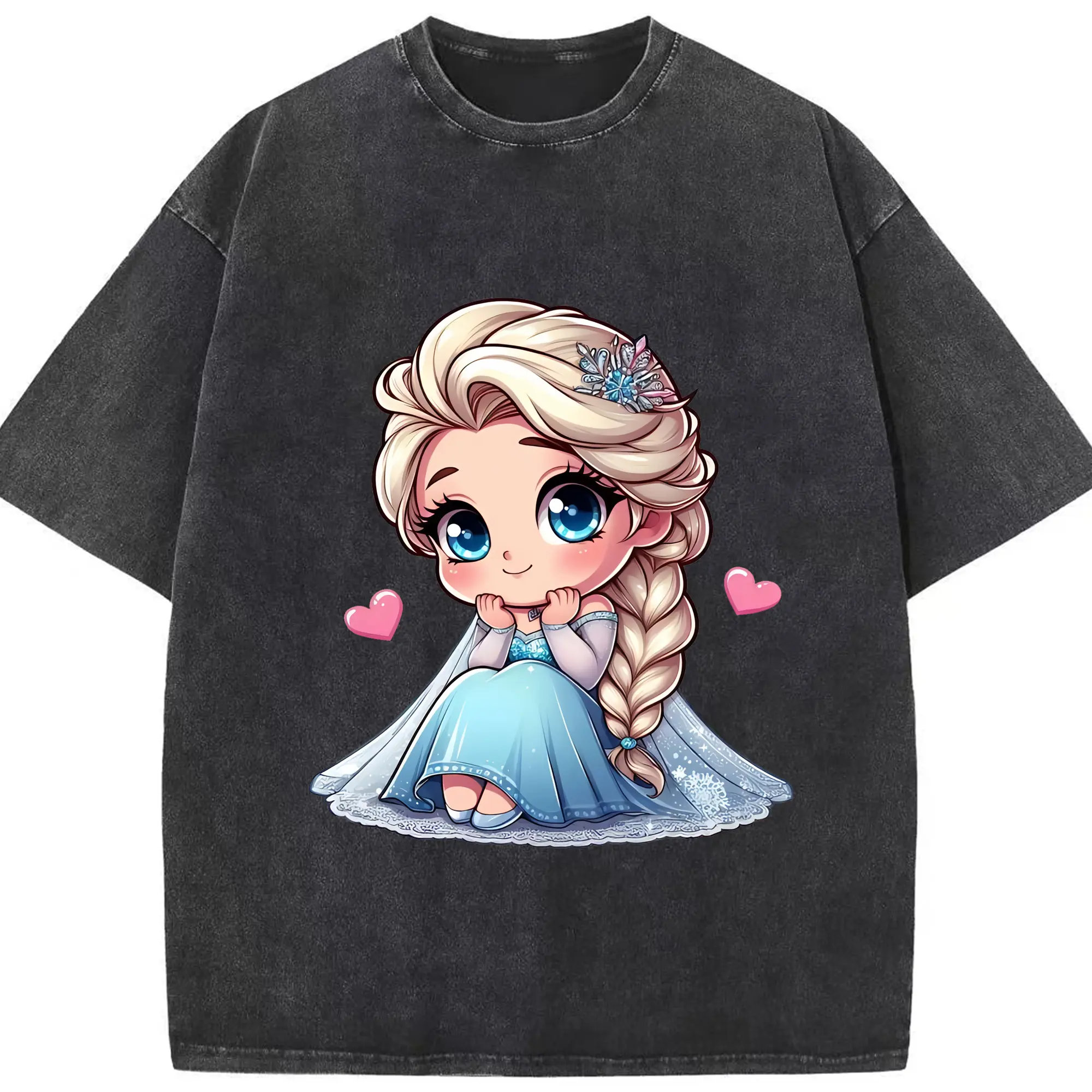 アナと雪の女王(Frozen) グッズ エルサ(Elsa) - 綿100％ ヴィンテージ風 半袖Tシャツ ・ フロントプリント ・ 柔らか肌触り ・ 通気性 快適 ・ スポーツ カジュアル 外出用