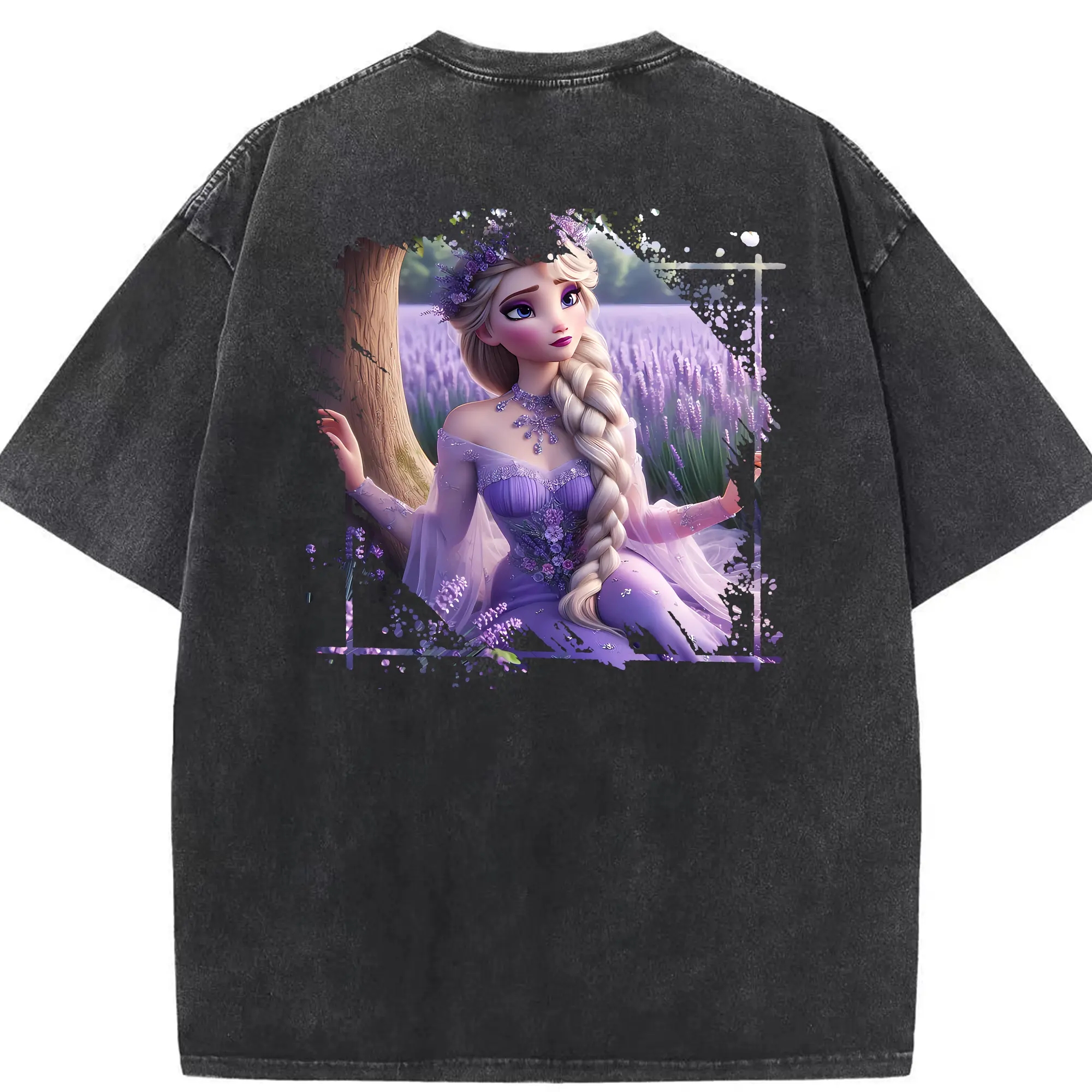 アナと雪の女王(Frozen) グッズ エルサ(Elsa) - 綿100％ ヴィンテージ風 半袖Tシャツ ・ 背面プリント ・ 柔らか肌触り ・ 通気性 快適 ・ スポーツ カジュアル 外出用