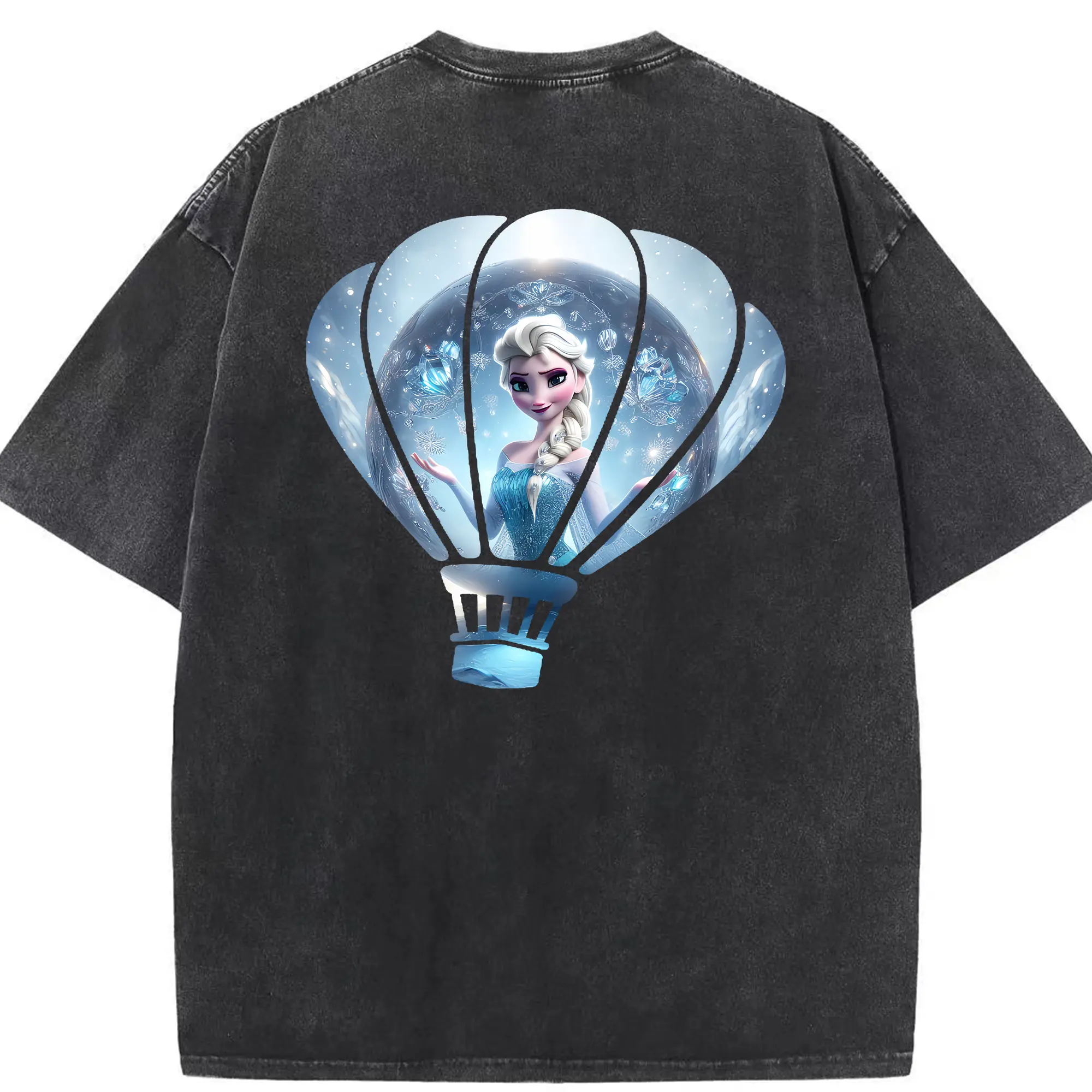 アナと雪の女王(Frozen) グッズ エルサ(Elsa) - 綿100％ ヴィンテージ風 半袖Tシャツ ・ 背面プリント ・ 柔らか肌触り ・ 通気性 快適 ・ スポーツ カジュアル 外出用