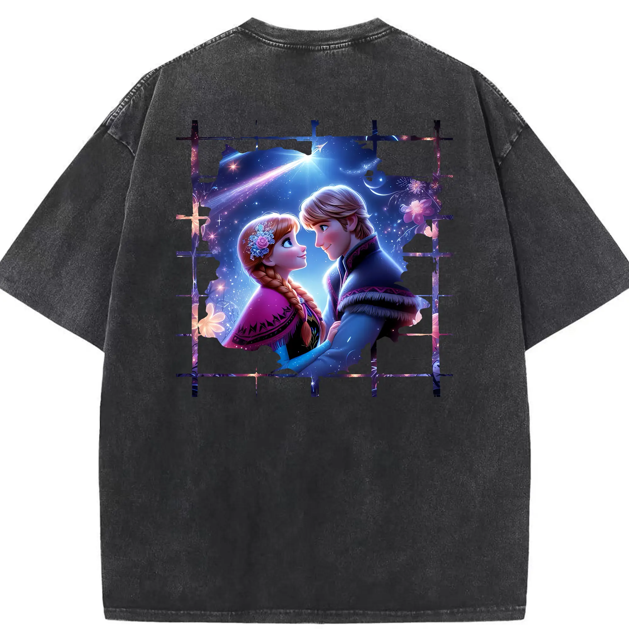 アナと雪の女王(Frozen) グッズ エルサ(Elsa) - 綿100％ ヴィンテージ風 半袖Tシャツ ・ 背面プリント ・ 柔らか肌触り ・ 通気性 快適 ・ スポーツ カジュアル 外出用