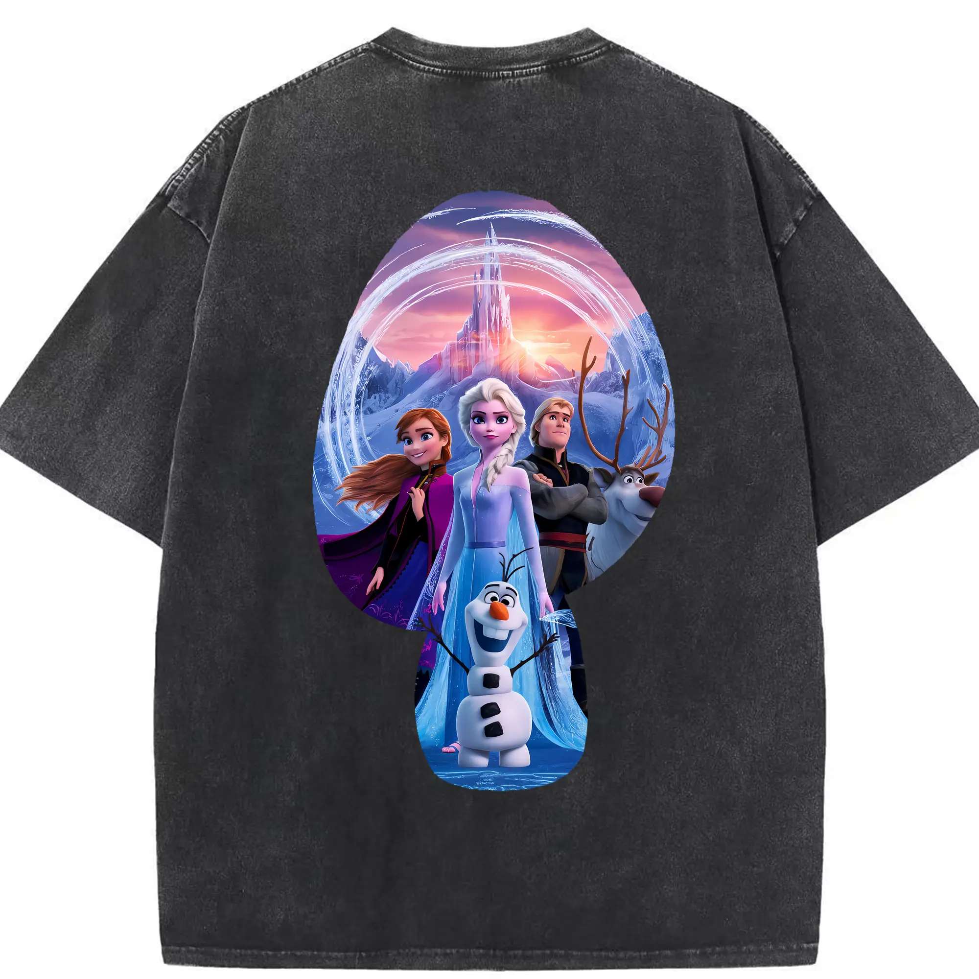 アナと雪の女王(Frozen) グッズ エルサ(Elsa) - 綿100％ ヴィンテージ風 半袖Tシャツ ・ 背面プリント ・ 柔らか肌触り ・ 通気性 快適 ・ スポーツ カジュアル 外出用