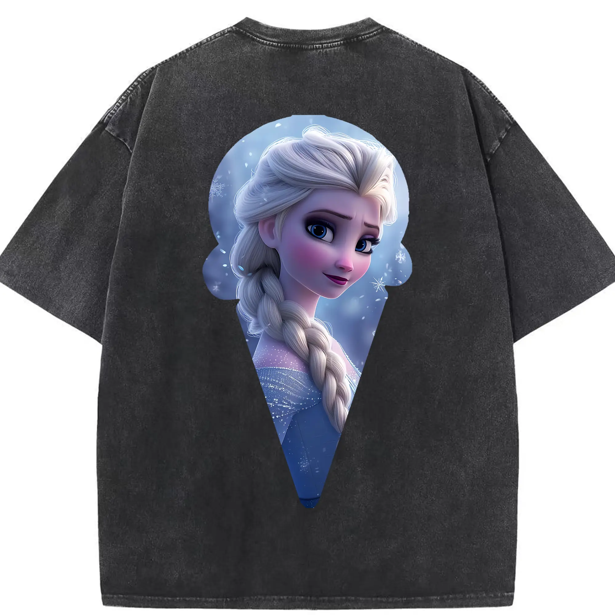 アナと雪の女王(Frozen) グッズ エルサ(Elsa) - 綿100％ ヴィンテージ風 半袖Tシャツ ・ 背面プリント ・ 柔らか肌触り ・ 通気性 快適 ・ スポーツ カジュアル 外出用