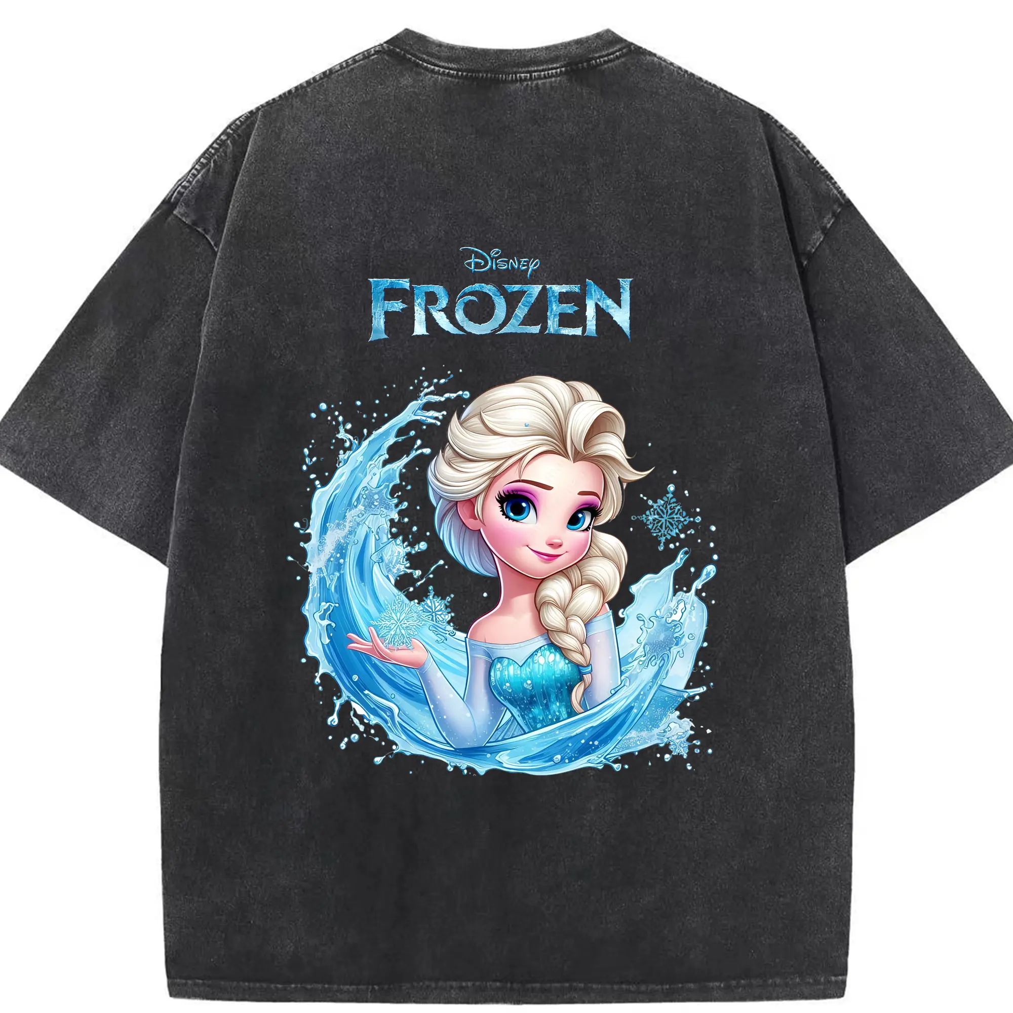アナと雪の女王(Frozen) グッズ エルサ(Elsa) - 綿100％ ヴィンテージ風 半袖Tシャツ ・ 背面プリント ・ 柔らか肌触り ・ 通気性 快適 ・ スポーツ カジュアル 外出用