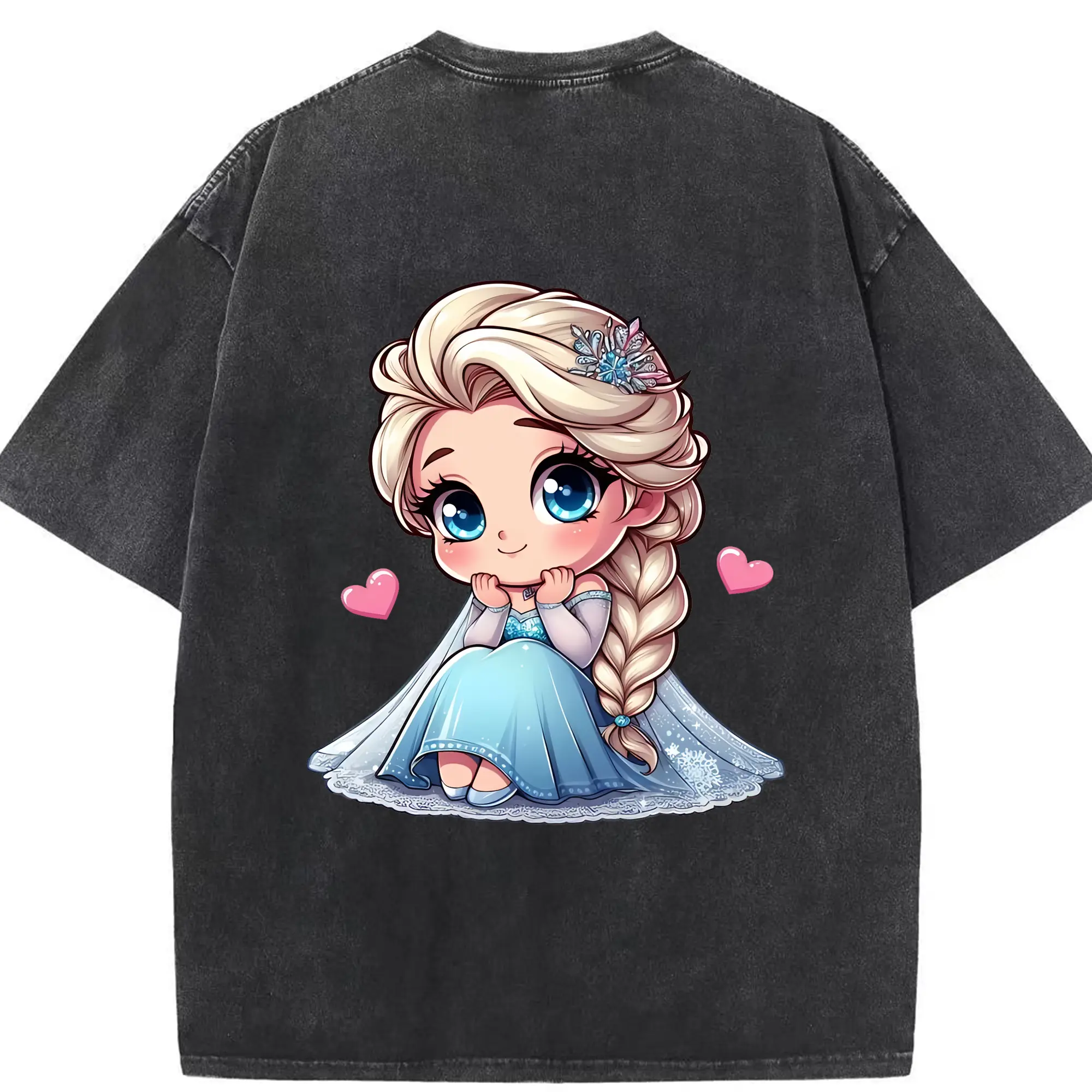 アナと雪の女王(Frozen) グッズ エルサ(Elsa) - 綿100％ ヴィンテージ風 半袖Tシャツ ・ 背面プリント ・ 柔らか肌触り ・ 通気性 快適 ・ スポーツ カジュアル 外出用