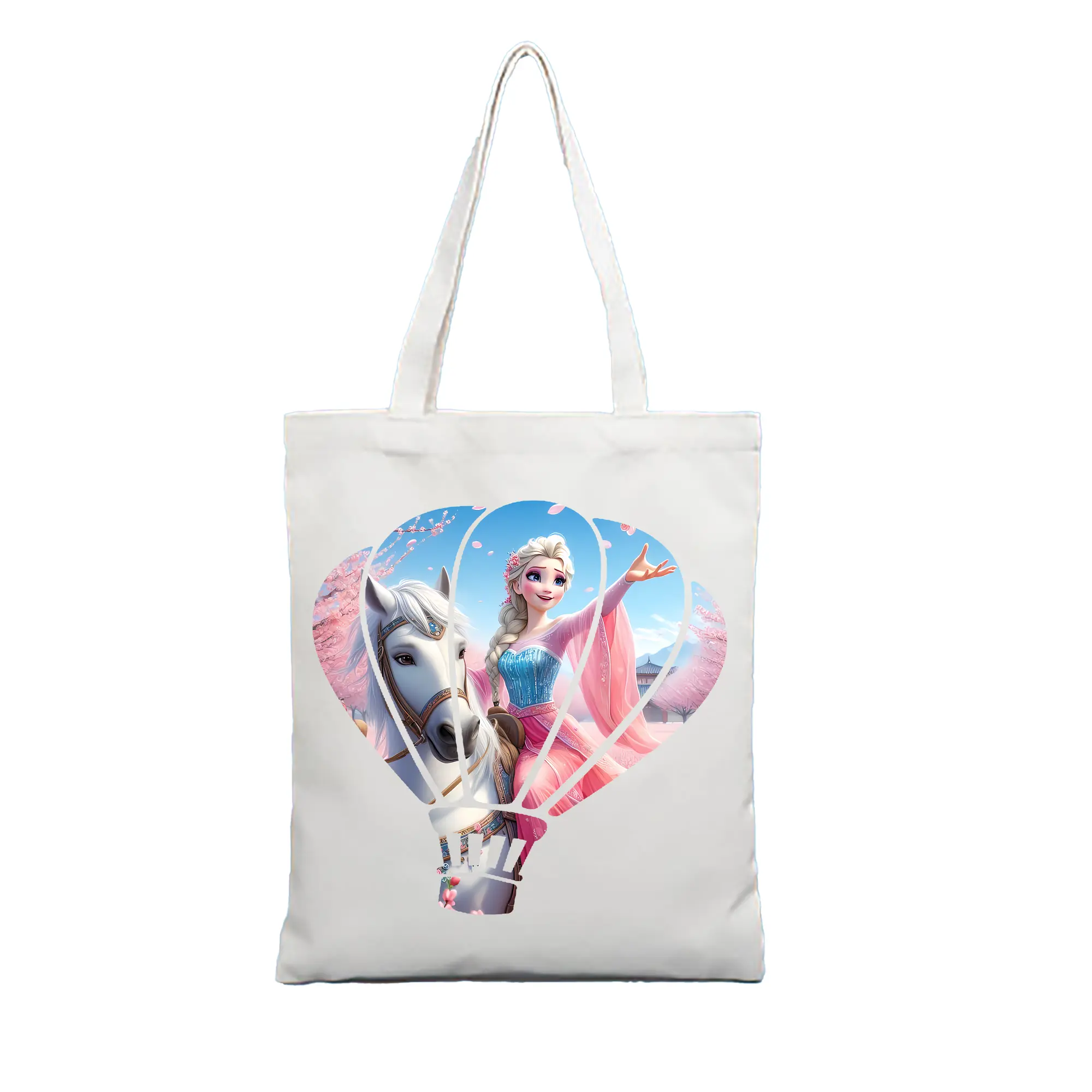 アナと雪の女王(Frozen) グッズ エルサ(Elsa) - 縦型キャンバス手提げバッグ（トートバッグ） ・ キャンバス素材 ・ ショッピング用 ・ 軽量 丈夫 お手入れ簡単