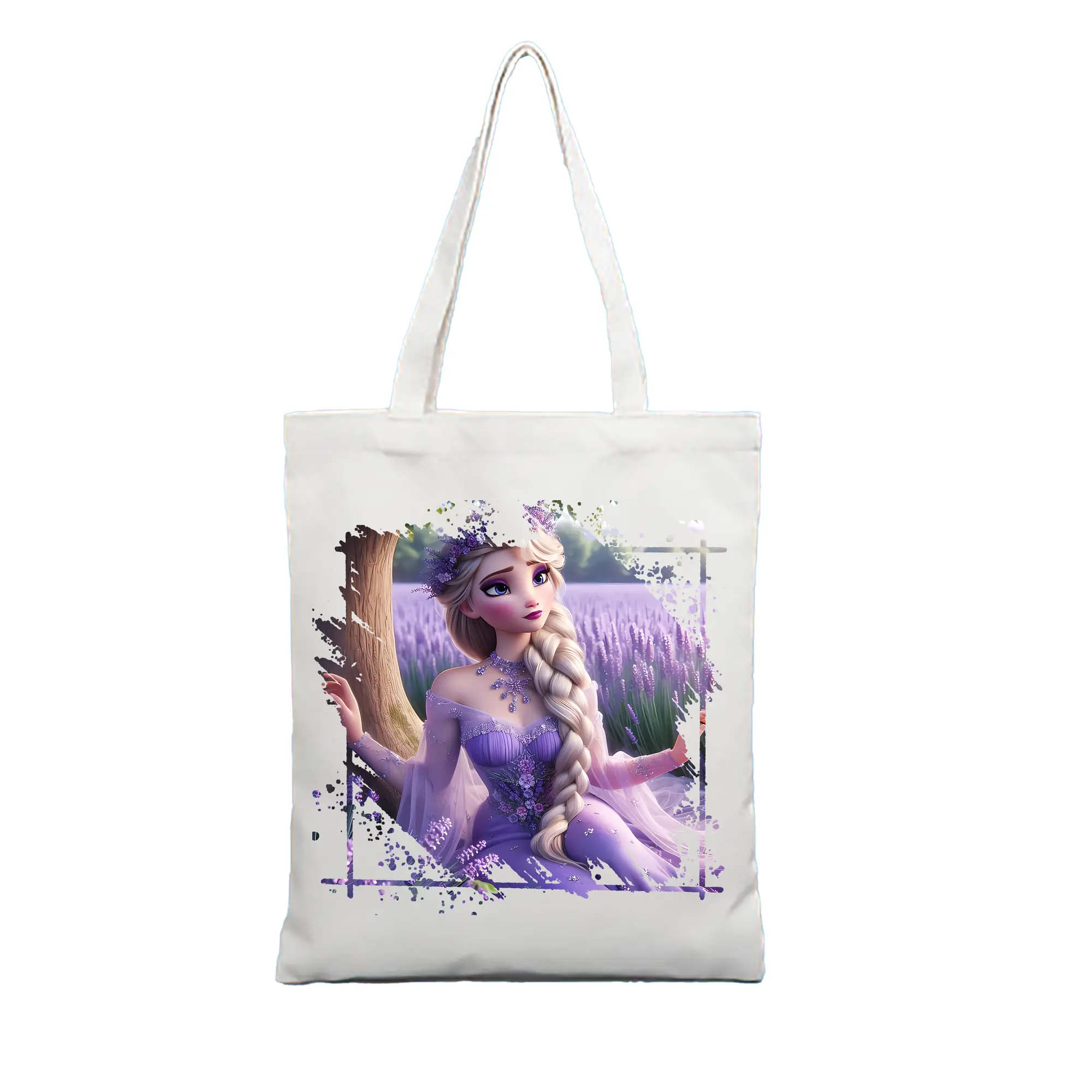 アナと雪の女王(Frozen) グッズ エルサ(Elsa) - 縦型キャンバス手提げバッグ（トートバッグ） ・ キャンバス素材 ・ ショッピング用 ・ 軽量 丈夫 お手入れ簡単