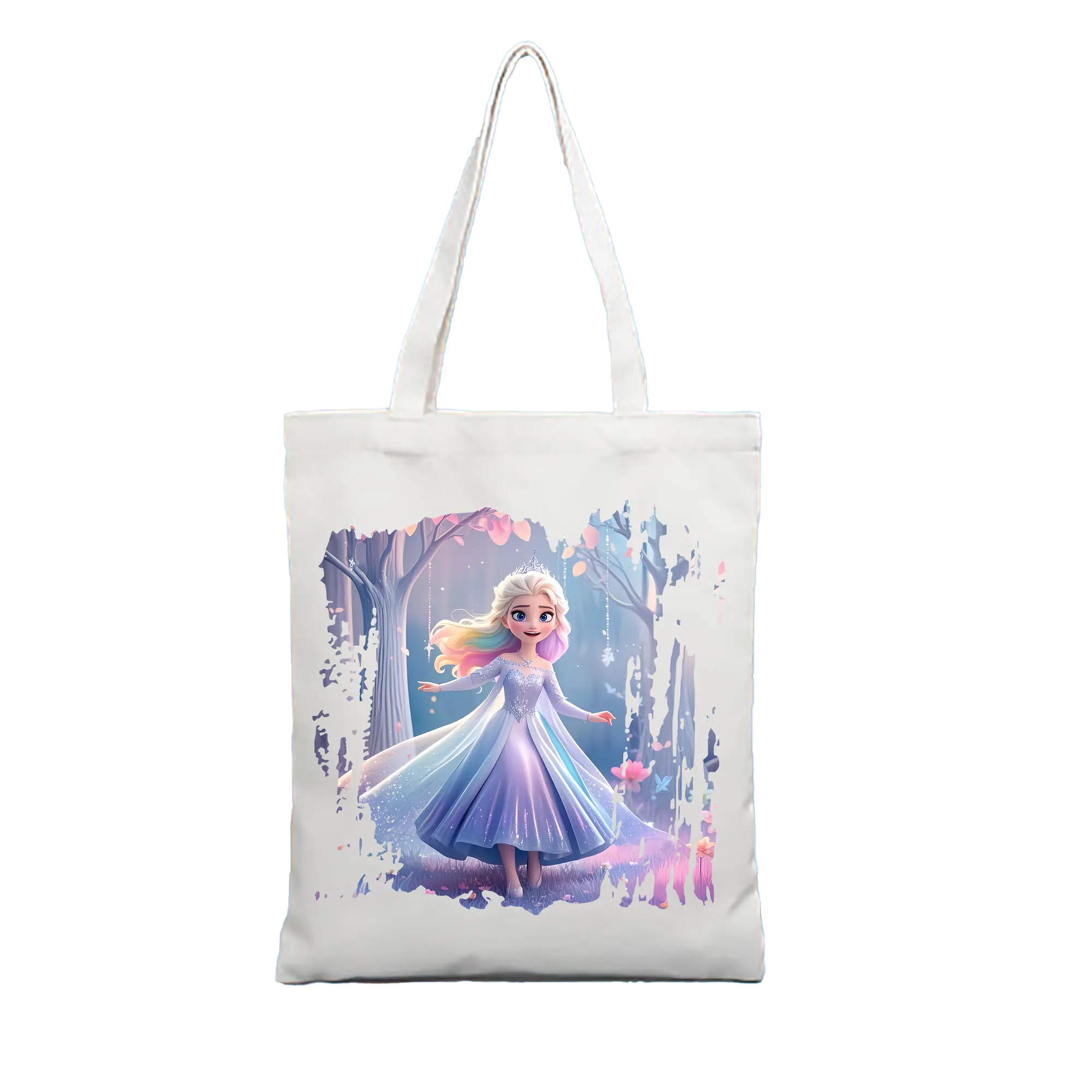 アナと雪の女王(Frozen) グッズ エルサ(Elsa) - 縦型キャンバス手提げバッグ（トートバッグ） ・ キャンバス素材 ・ ショッピング用 ・ 軽量 丈夫 お手入れ簡単