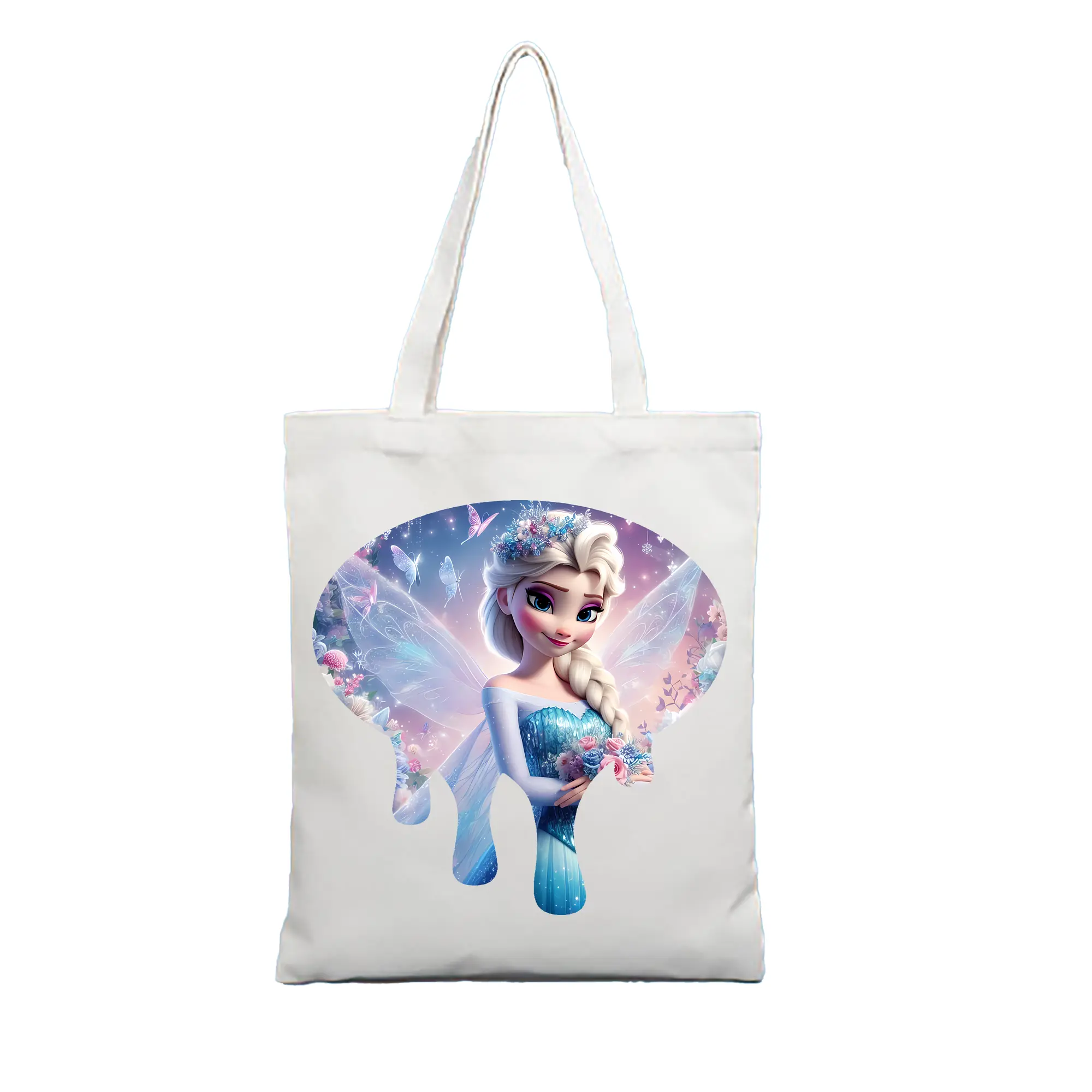 アナと雪の女王(Frozen) グッズ エルサ(Elsa) - 縦型キャンバス手提げバッグ（トートバッグ） ・ キャンバス素材 ・ ショッピング用 ・ 軽量 丈夫 お手入れ簡単