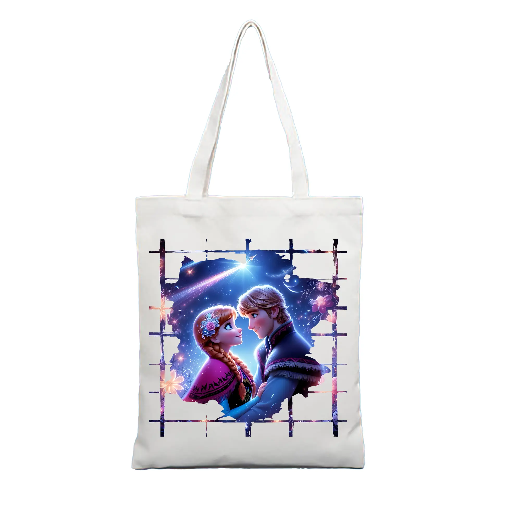 アナと雪の女王(Frozen) グッズ エルサ(Elsa) - 縦型キャンバス手提げバッグ（トートバッグ） ・ キャンバス素材 ・ ショッピング用 ・ 軽量 丈夫 お手入れ簡単