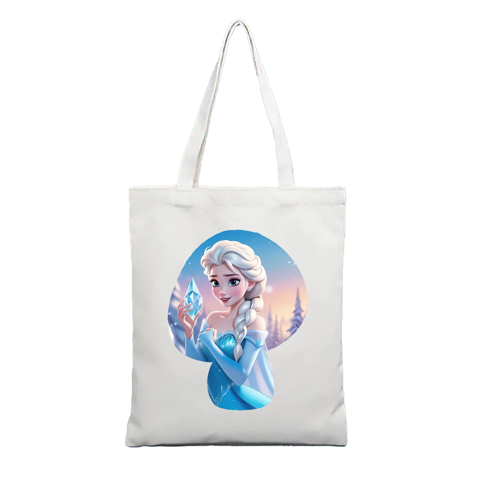 アナと雪の女王(Frozen) グッズ エルサ(Elsa) - 縦型キャンバス手提げバッグ（トートバッグ） ・ キャンバス素材 ・ ショッピング用 ・ 軽量 丈夫 お手入れ簡単