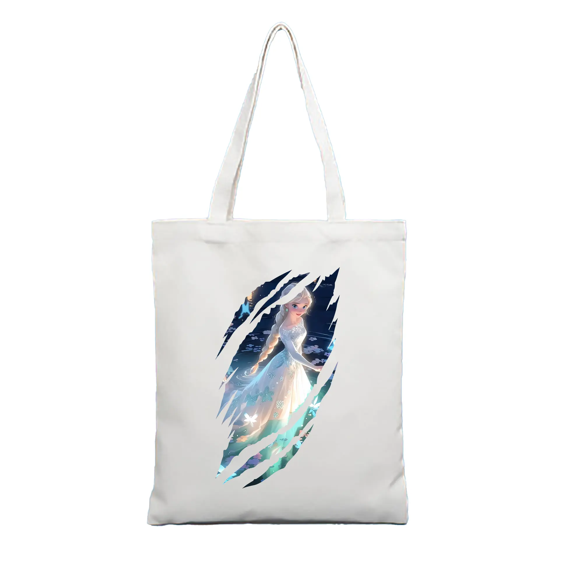 アナと雪の女王(Frozen) グッズ エルサ(Elsa) - 縦型キャンバス手提げバッグ（トートバッグ） ・ キャンバス素材 ・ ショッピング用 ・ 軽量 丈夫 お手入れ簡単