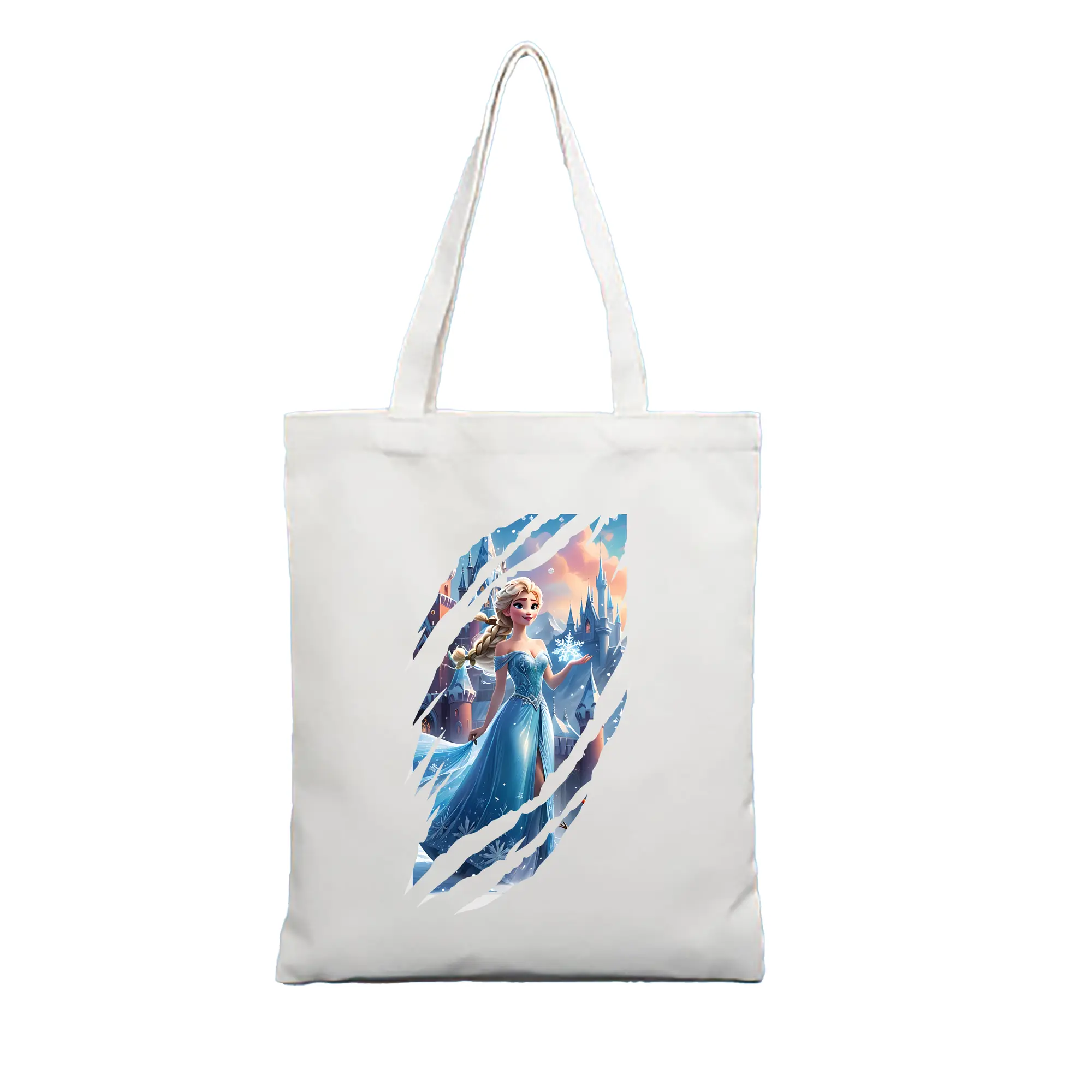 アナと雪の女王(Frozen) グッズ エルサ(Elsa) - 縦型キャンバス手提げバッグ（トートバッグ） ・ キャンバス素材 ・ ショッピング用 ・ 軽量 丈夫 お手入れ簡単