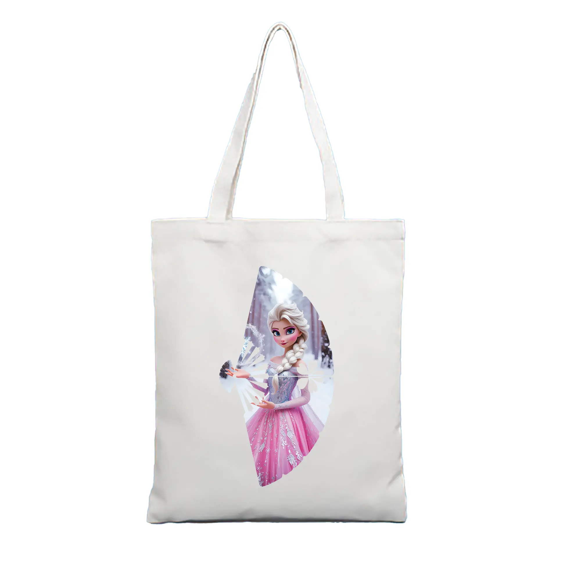 アナと雪の女王(Frozen) グッズ エルサ(Elsa) - 縦型キャンバス手提げバッグ（トートバッグ） ・ キャンバス素材 ・ ショッピング用 ・ 軽量 丈夫 お手入れ簡単