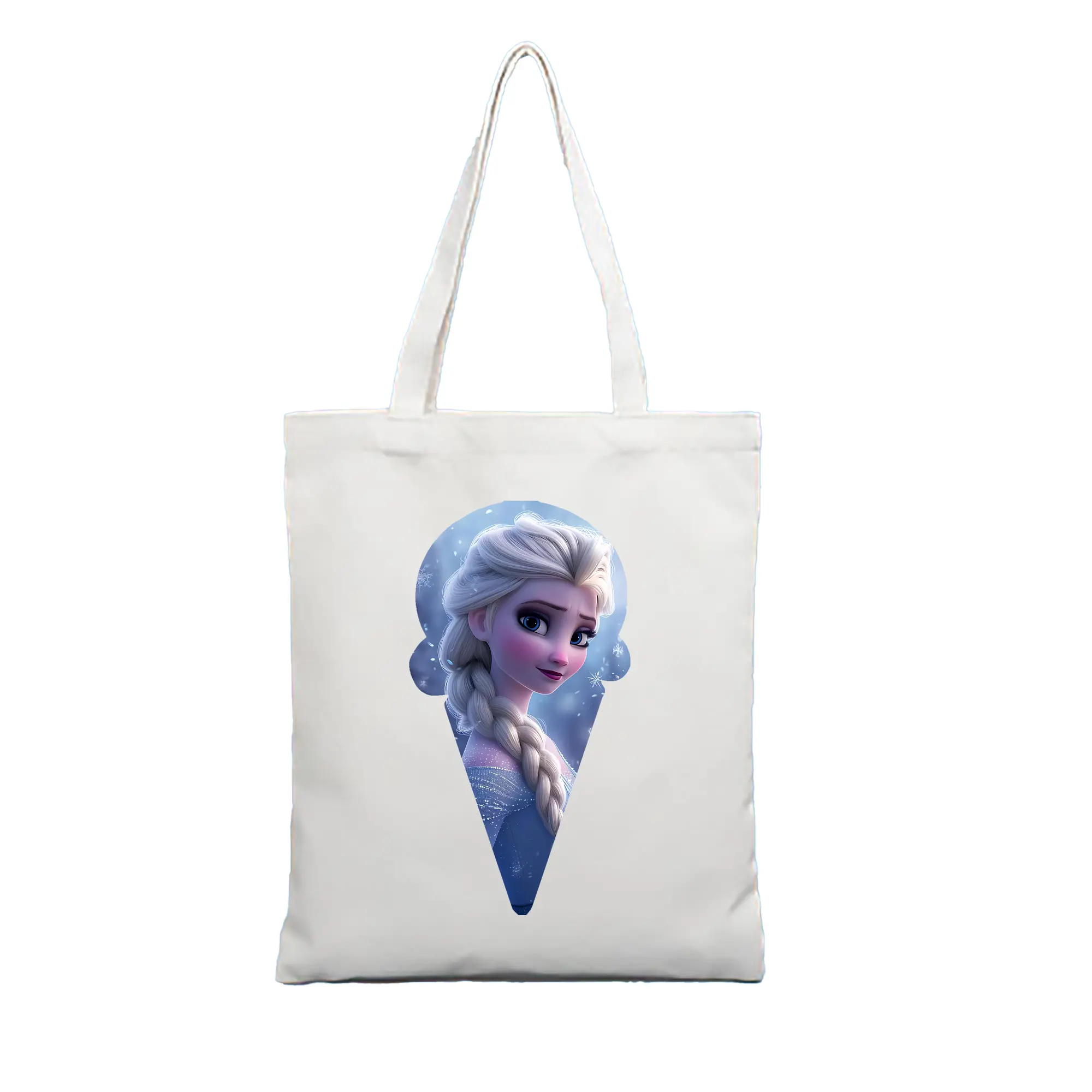 アナと雪の女王(Frozen) グッズ エルサ(Elsa) - 縦型キャンバス手提げバッグ（トートバッグ） ・ キャンバス素材 ・ ショッピング用 ・ 軽量 丈夫 お手入れ簡単