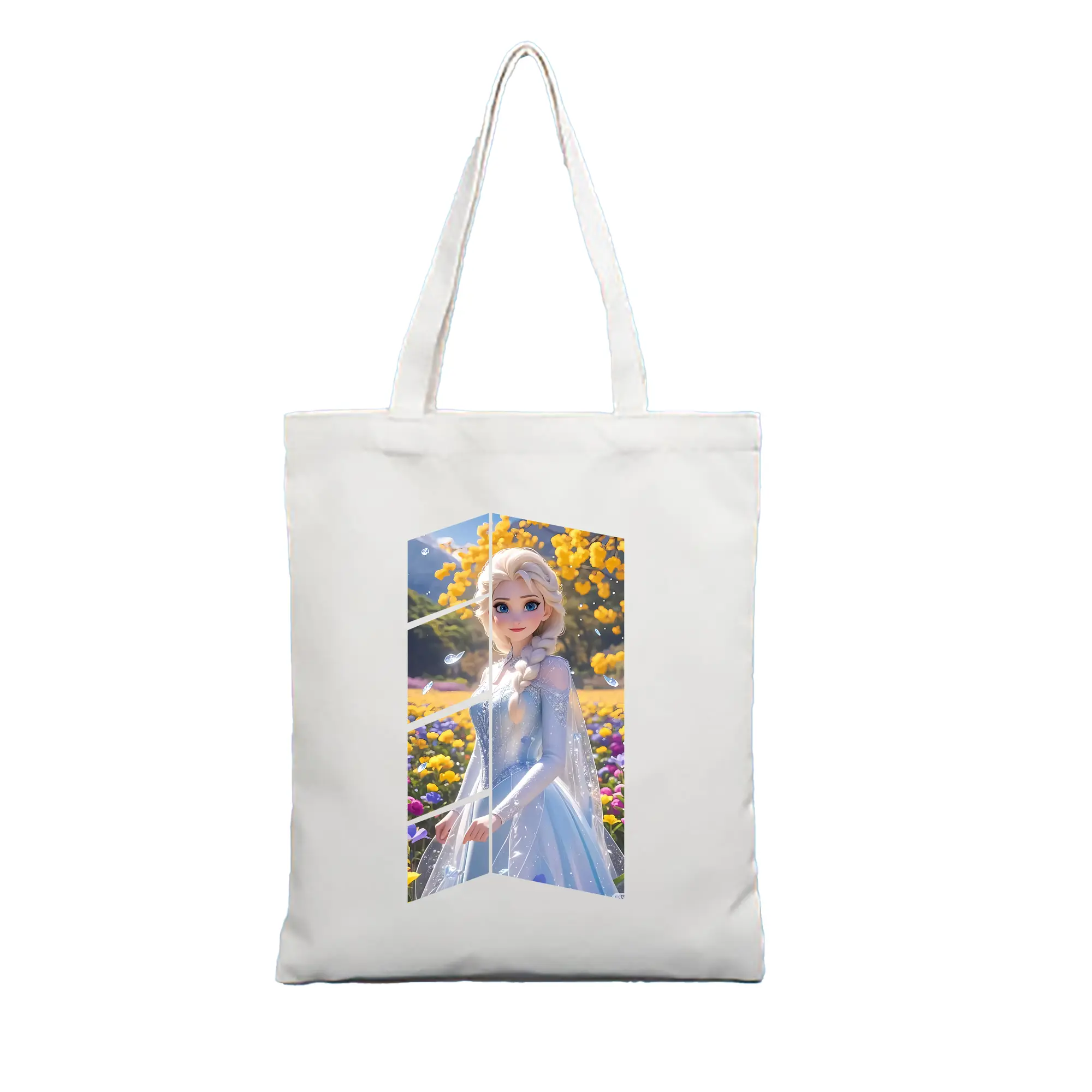 アナと雪の女王(Frozen) グッズ エルサ(Elsa) - 縦型キャンバス手提げバッグ（トートバッグ） ・ キャンバス素材 ・ ショッピング用 ・ 軽量 丈夫 お手入れ簡単