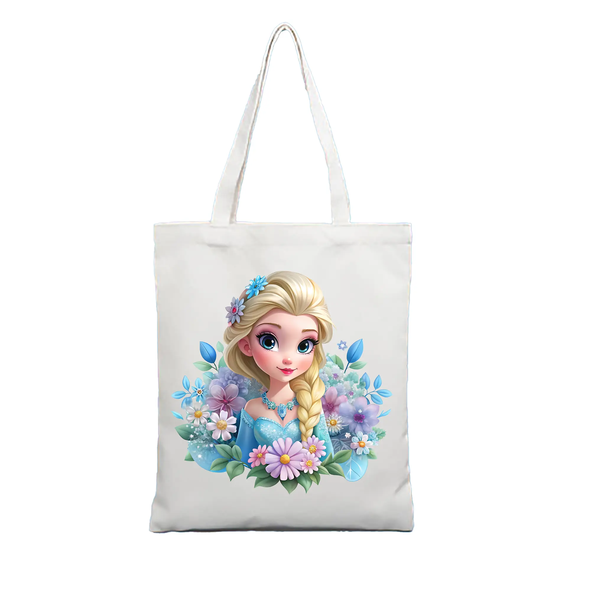 アナと雪の女王(Frozen) グッズ エルサ(Elsa) - 縦型キャンバス手提げバッグ（トートバッグ） ・ キャンバス素材 ・ ショッピング用 ・ 軽量 丈夫 お手入れ簡単