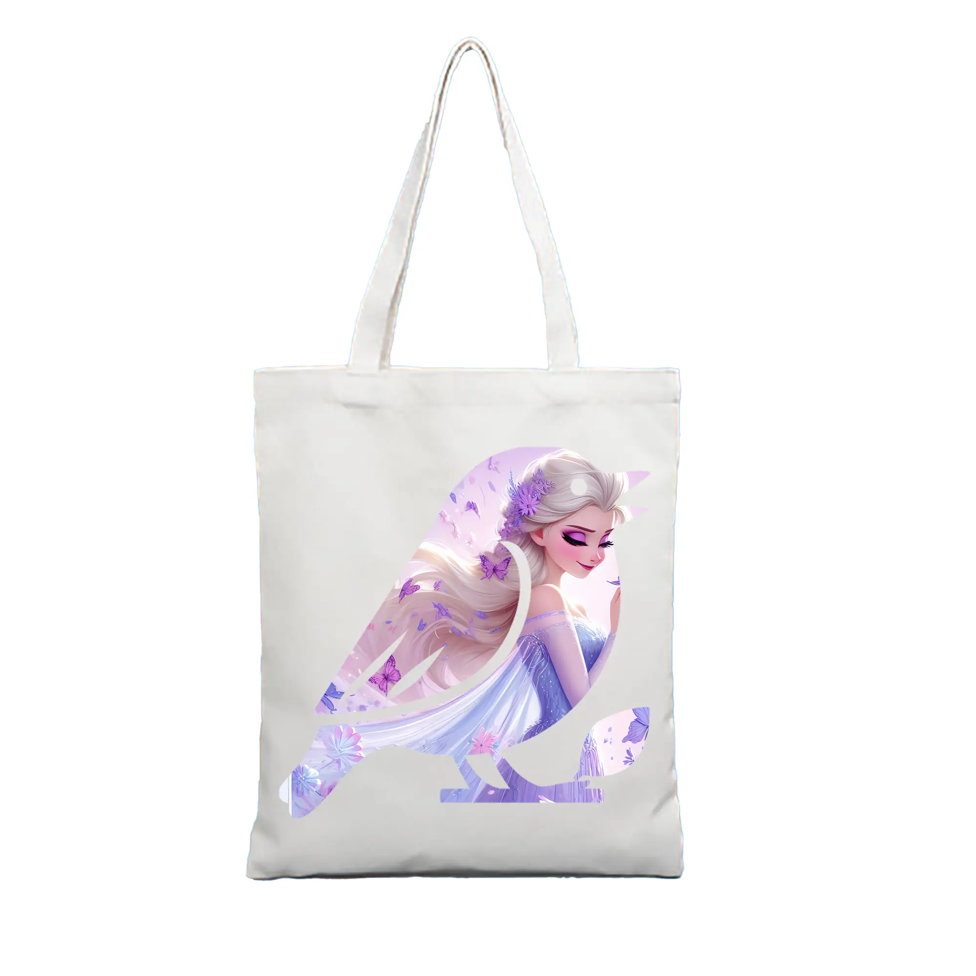 アナと雪の女王(Frozen) グッズ エルサ(Elsa) - 縦型キャンバス手提げバッグ（トートバッグ） ・ キャンバス素材 ・ ショッピング用 ・ 軽量 丈夫 お手入れ簡単