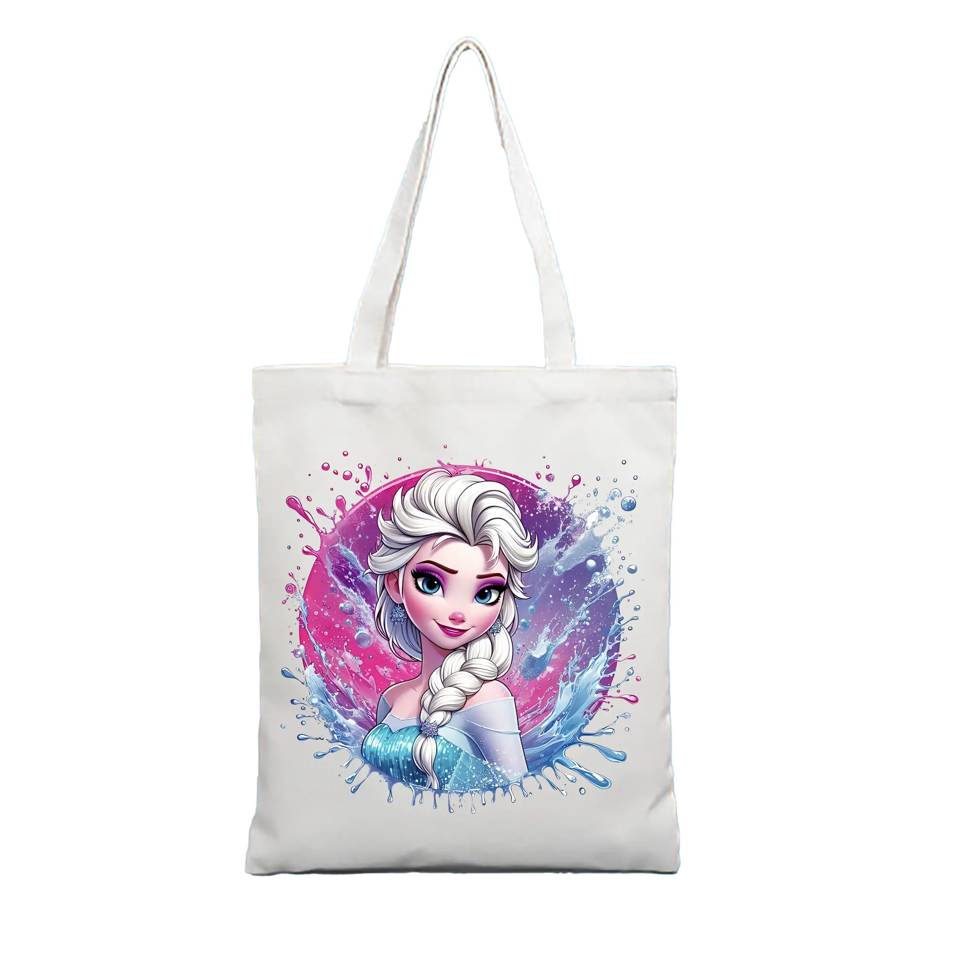 アナと雪の女王(Frozen) グッズ エルサ(Elsa) - 縦型キャンバス手提げバッグ（トートバッグ） ・ キャンバス素材 ・ ショッピング用 ・ 軽量 丈夫 お手入れ簡単