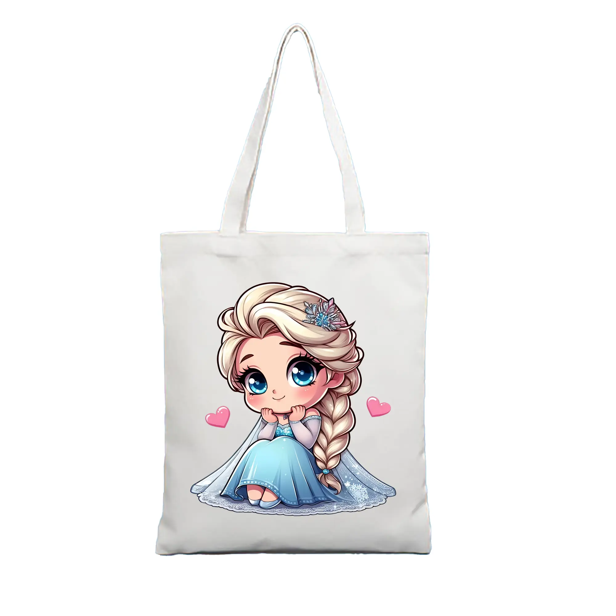 アナと雪の女王(Frozen) グッズ エルサ(Elsa) - 縦型キャンバス手提げバッグ（トートバッグ） ・ キャンバス素材 ・ ショッピング用 ・ 軽量 丈夫 お手入れ簡単