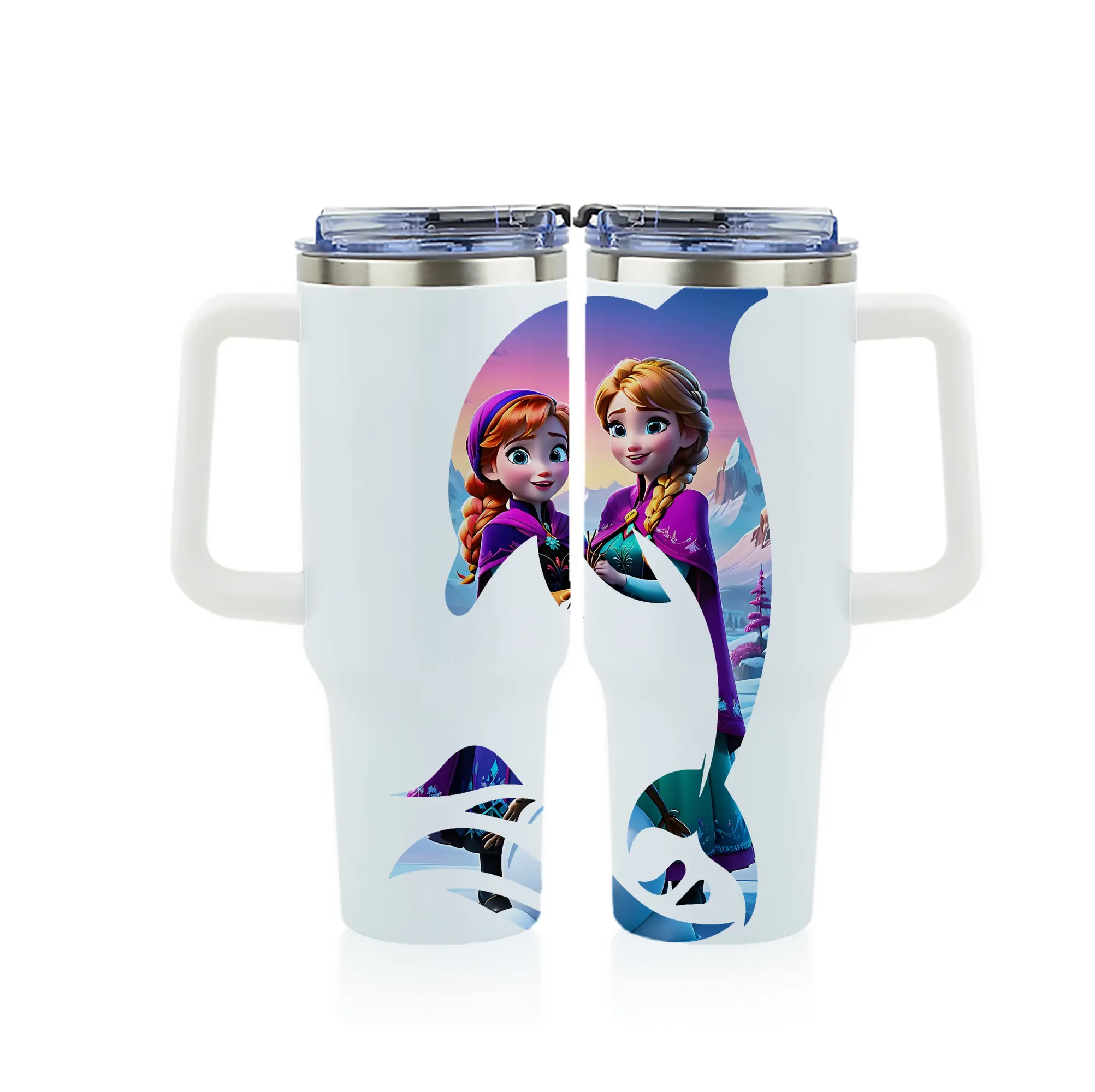 アナと雪の女王(Frozen) グッズ アナ(Anna) - 1200mL フルプリント車用タンブラー ・ 304ステンレス 内側 ・ 201ステンレス 外側 ・ 保温 保冷 ・ 通勤 ドライブ アウトドア用