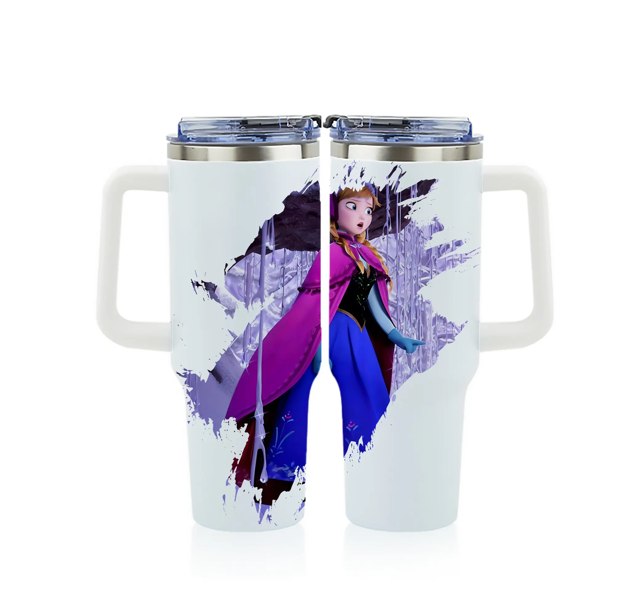 アナと雪の女王(Frozen) グッズ アナ(Anna) - 1200mL フルプリント車用タンブラー ・ 304ステンレス 内側 ・ 201ステンレス 外側 ・ 保温 保冷 ・ 通勤 ドライブ アウトドア用