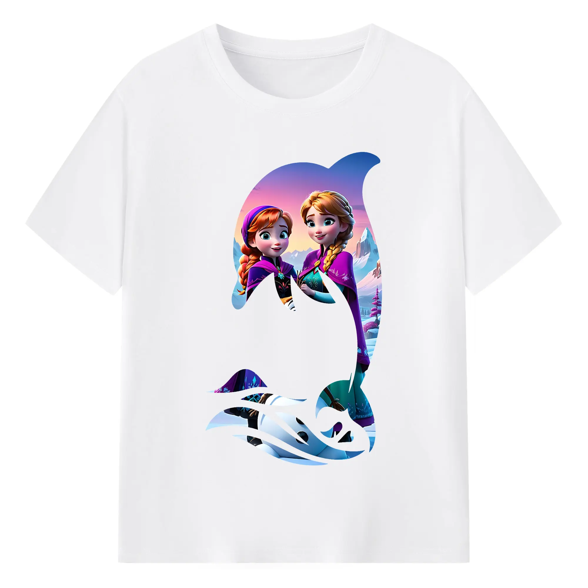 アナと雪の女王(Frozen) グッズ アナ(Anna) - 綿100％ 半袖Tシャツ ・ フロントプリント ・ 快適 通気性 ・ 日常使い 散歩 スポーツ用