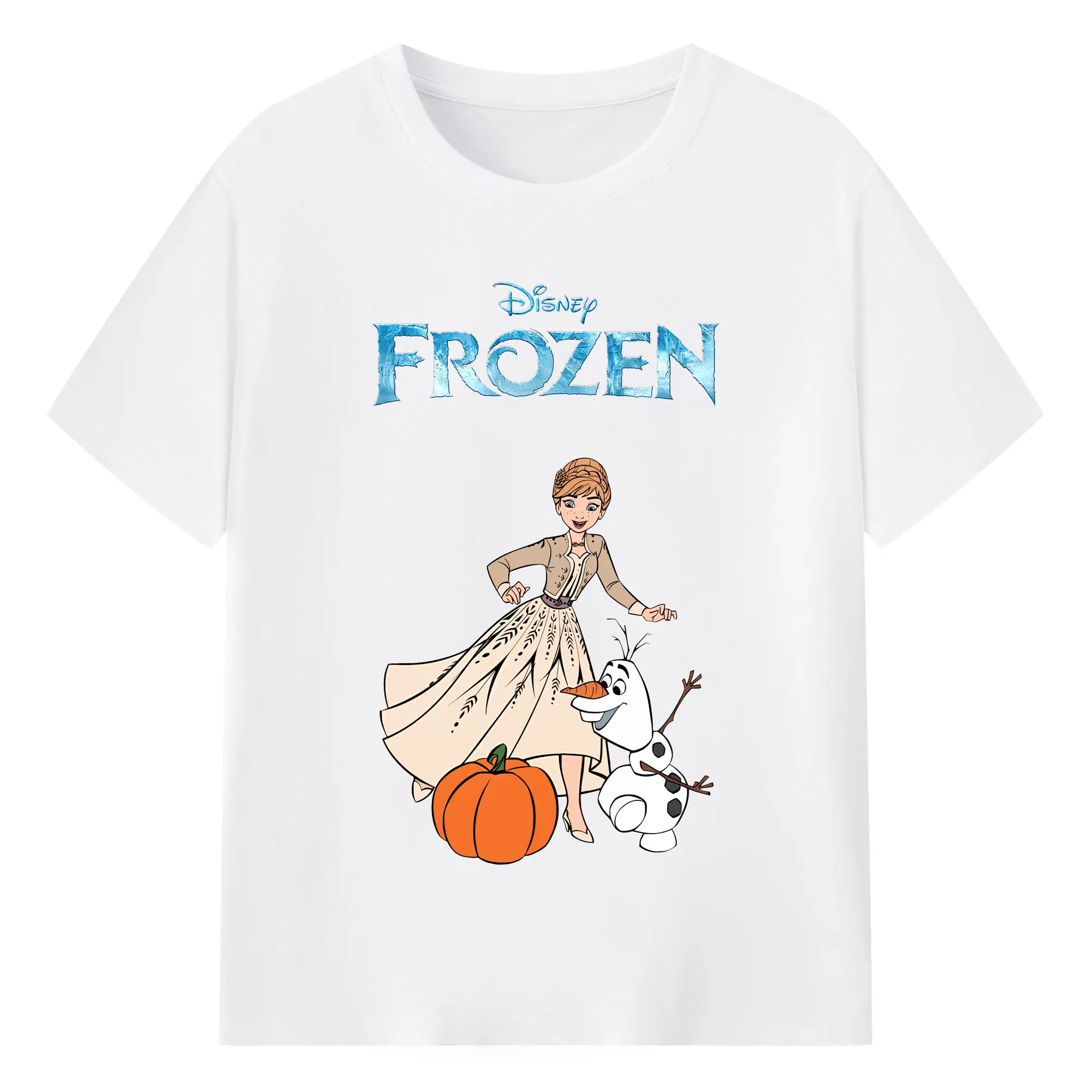 アナと雪の女王(Frozen) グッズ アナ(Anna) - 綿100％ 半袖Tシャツ ・ フロントプリント ・ 快適 通気性 ・ 日常使い 散歩 スポーツ用