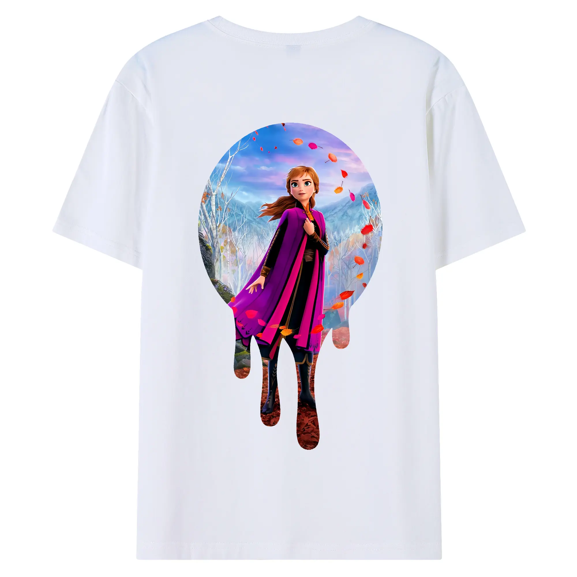 アナと雪の女王(Frozen) グッズ アナ(Anna) - 綿100％ 半袖Tシャツ ・ バックプリント ・ 快適 通気性 ・ 日常使い 散歩 スポーツ用