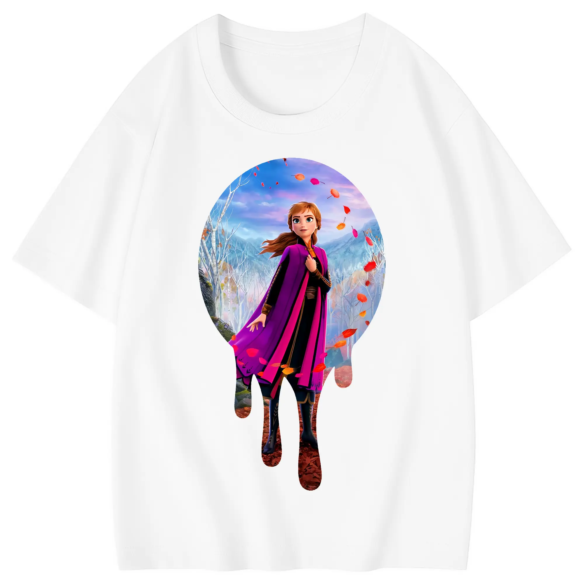 アナと雪の女王(Frozen) グッズ アナ(Anna) - 綿100％ キッズTシャツ ・ フロントプリント ・ 快適 通気性 ・ スポーツ カジュアル 散歩用