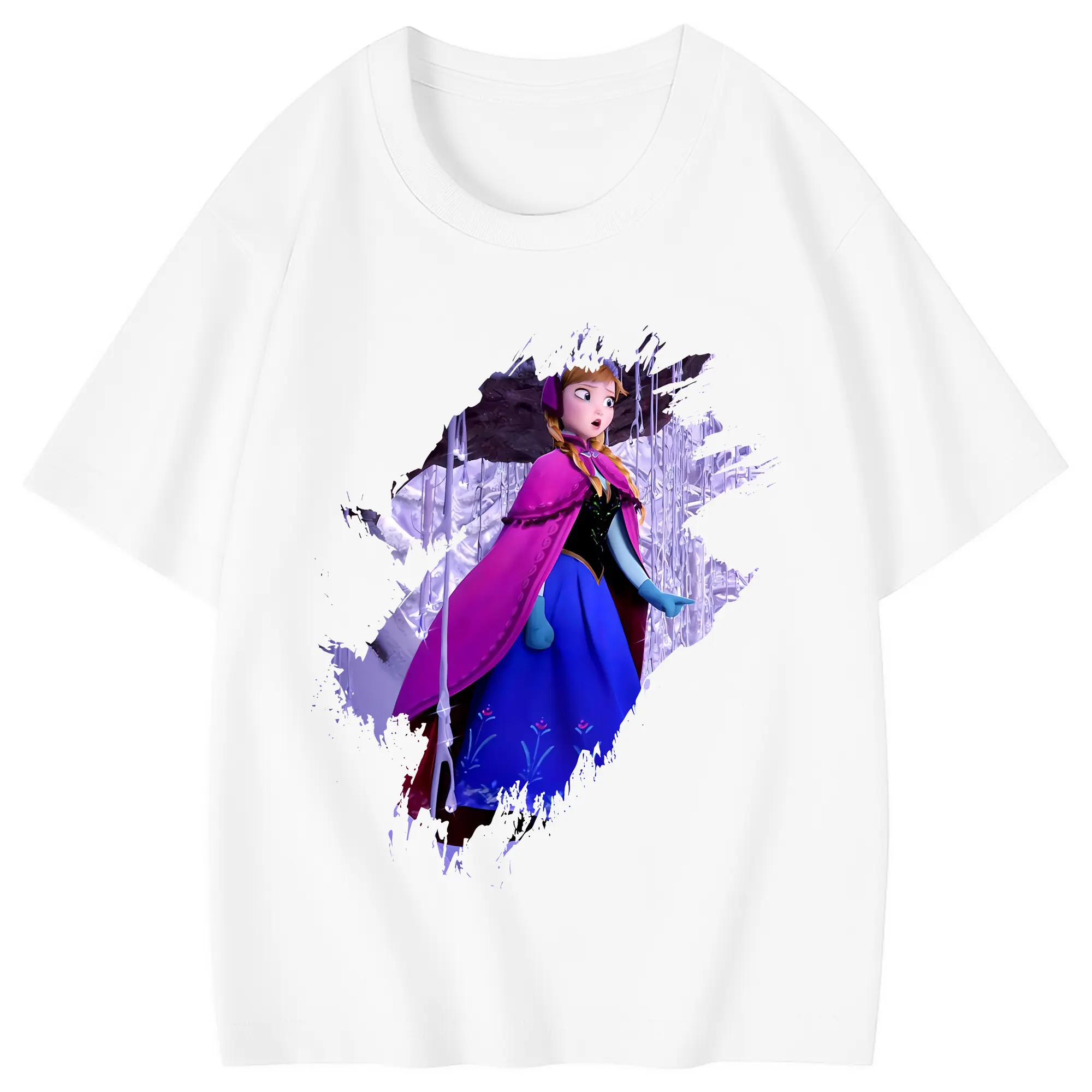 アナと雪の女王(Frozen) グッズ アナ(Anna) - 綿100％ キッズTシャツ ・ フロントプリント ・ 快適 通気性 ・ スポーツ カジュアル 散歩用