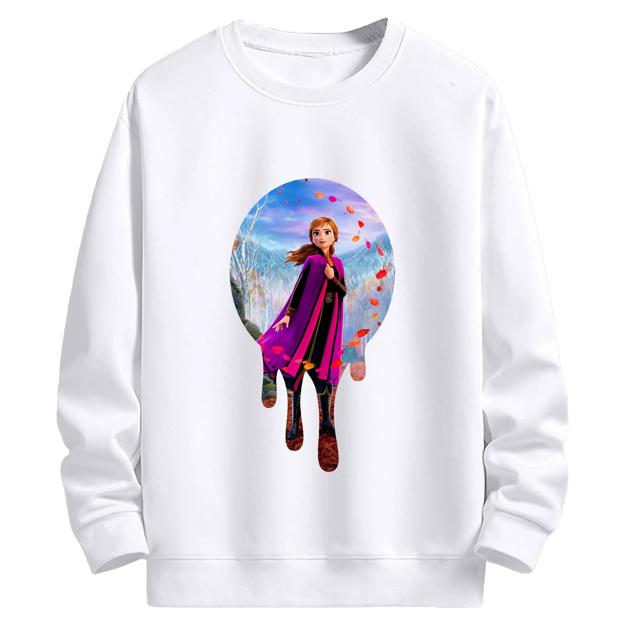 アナと雪の女王(Frozen) グッズ アナ(Anna) - 高品質 クルーネック スウェット ・ コットン59％ ポリエステル41％ ・ ユニセックス 長袖 トレーナー ・ カジュアル デイリー スポーツ 散歩用