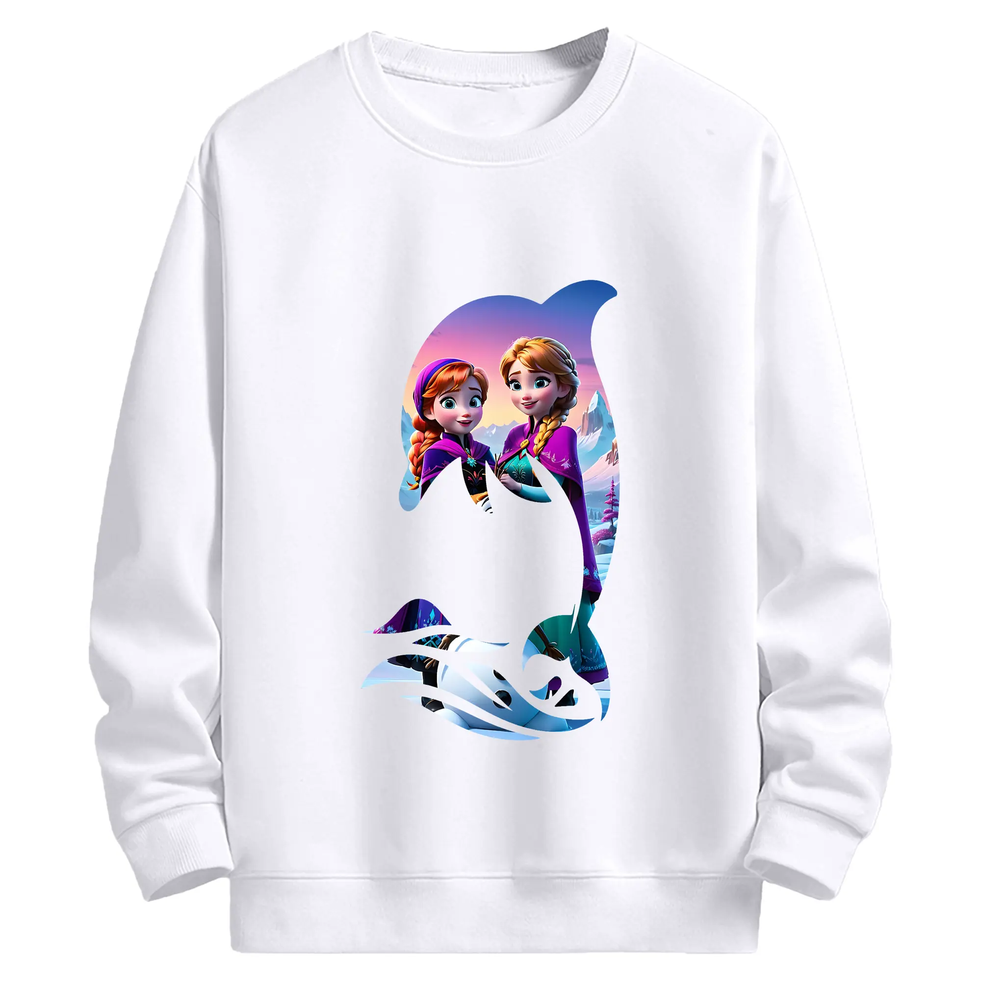 アナと雪の女王(Frozen) グッズ アナ(Anna) - 高品質 クルーネック スウェット ・ コットン59％ ポリエステル41％ ・ ユニセックス 長袖 トレーナー ・ カジュアル デイリー スポーツ 散歩用
