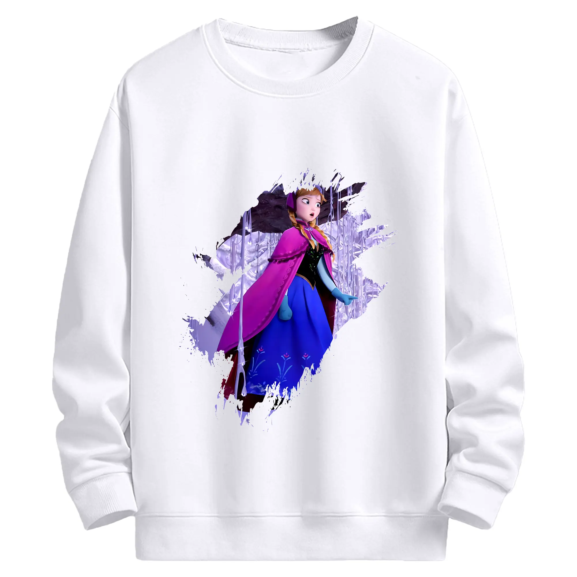 アナと雪の女王(Frozen) グッズ アナ(Anna) - 高品質 クルーネック スウェット ・ コットン59％ ポリエステル41％ ・ ユニセックス 長袖 トレーナー ・ カジュアル デイリー スポーツ 散歩用