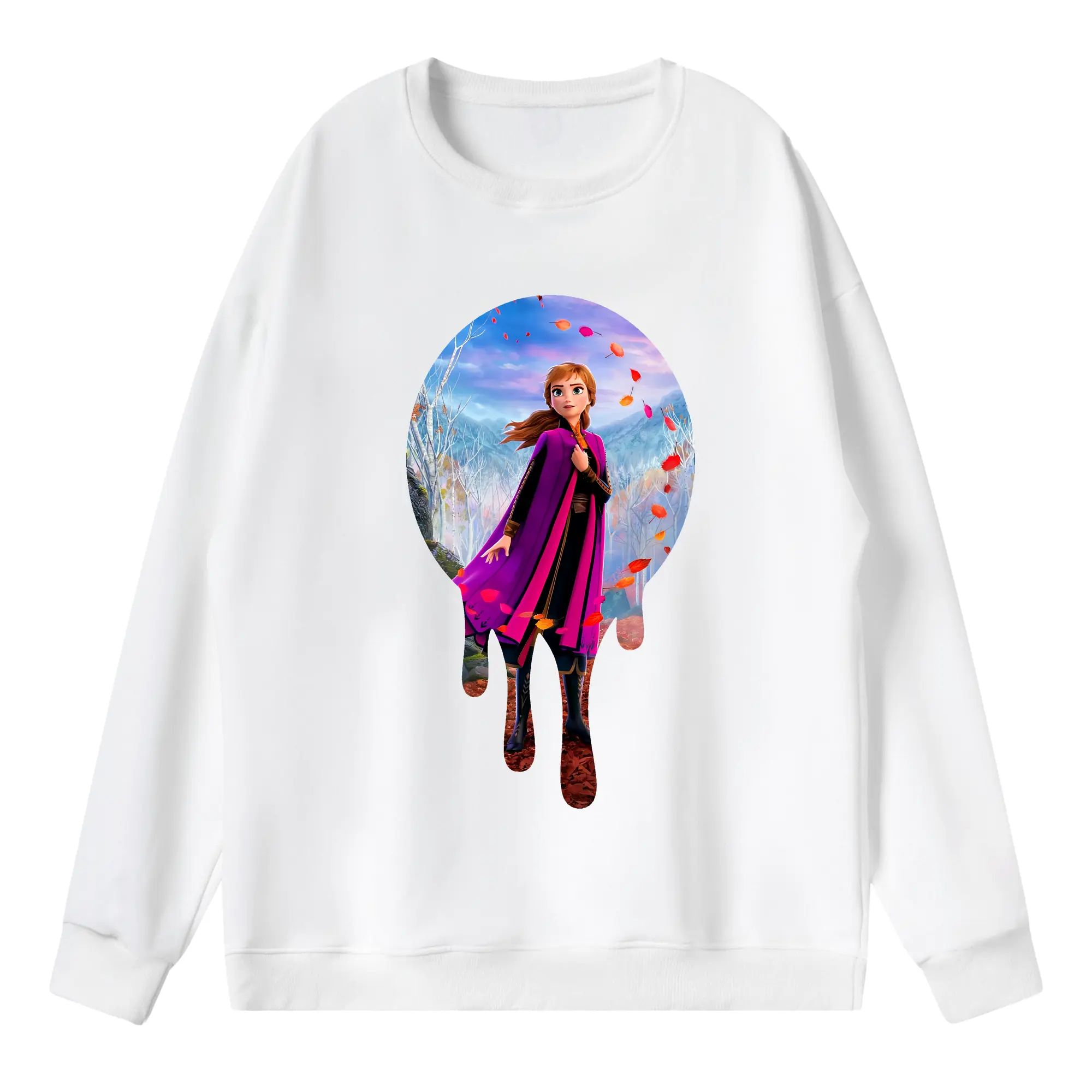 アナと雪の女王(Frozen) グッズ アナ(Anna) - 薄手 クルーネック スウェット 裏毛260g · ポリエステル 春秋向け カジュアル 男女兼用 · トレーナー デイリー スポーツ 散歩に最適