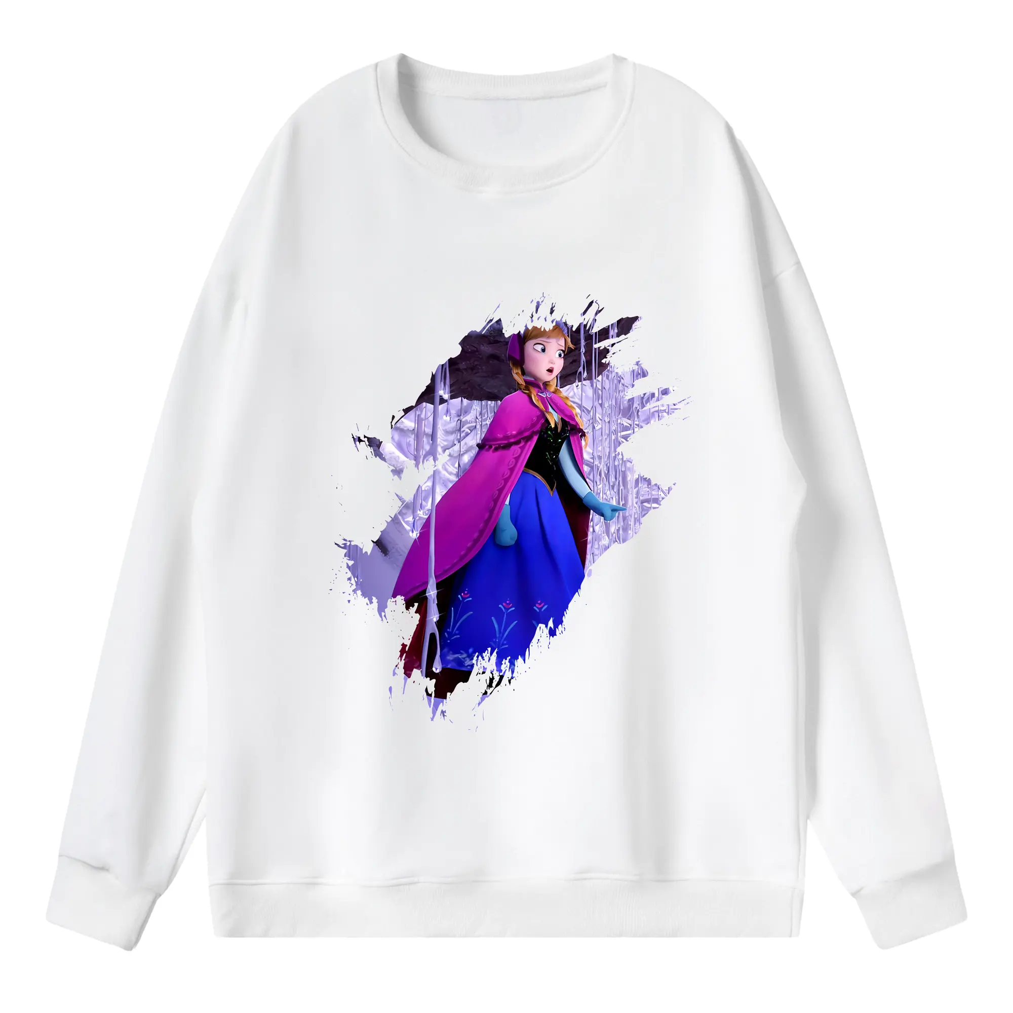 アナと雪の女王(Frozen) グッズ アナ(Anna) - 薄手 クルーネック スウェット 裏毛260g · ポリエステル 春秋向け カジュアル 男女兼用 · トレーナー デイリー スポーツ 散歩に最適