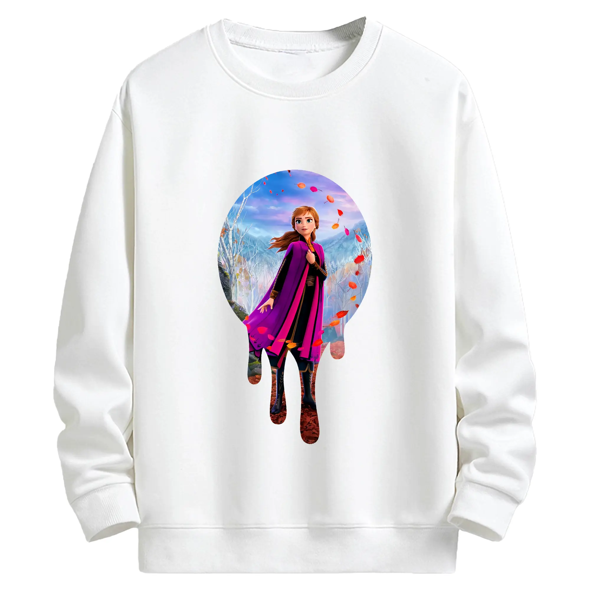 アナと雪の女王(Frozen) グッズ アナ(Anna) - キッズ クルーネックスウェットシャツ ・ フロントプリント ・ 綿80％ ポリエステル20％ ・ 快適 通学 スポーツ 日常使い お散歩用