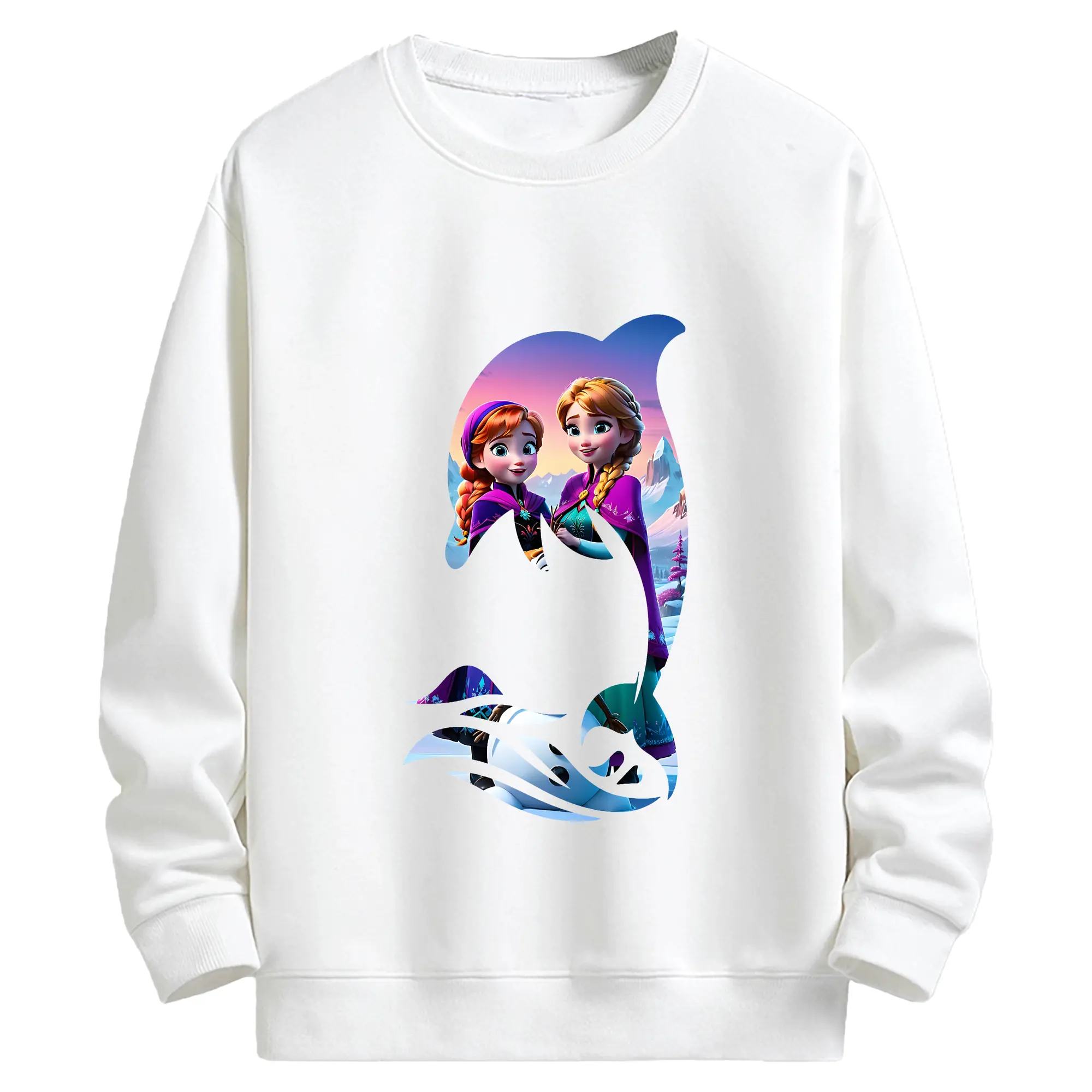 アナと雪の女王(Frozen) グッズ アナ(Anna) - キッズ クルーネックスウェットシャツ ・ フロントプリント ・ 綿80％ ポリエステル20％ ・ 快適 通学 スポーツ 日常使い お散歩用