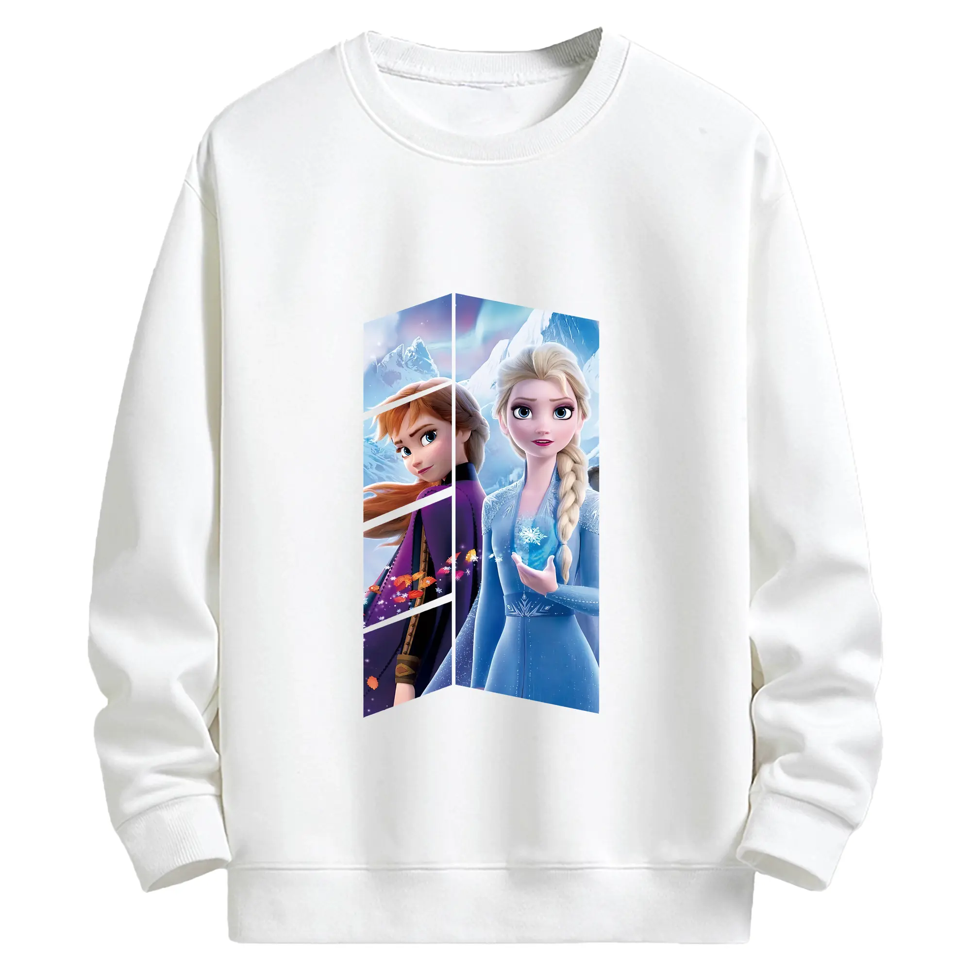 アナと雪の女王(Frozen) グッズ アナ(Anna) - キッズ クルーネックスウェットシャツ ・ フロントプリント ・ 綿80％ ポリエステル20％ ・ 快適 通学 スポーツ 日常使い お散歩用