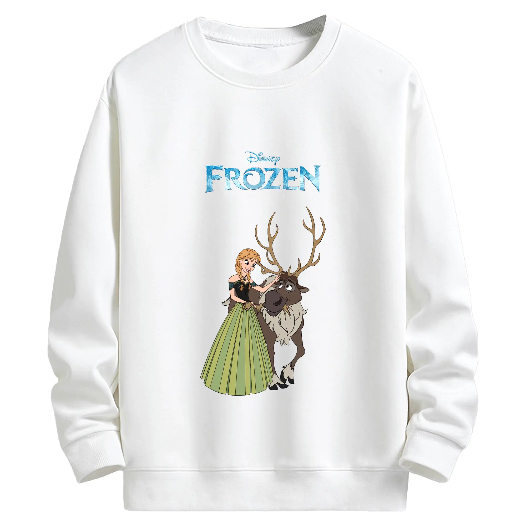 アナと雪の女王(Frozen) グッズ アナ(Anna) - キッズ クルーネックスウェットシャツ ・ フロントプリント ・ 綿80％ ポリエステル20％ ・ 快適 通学 スポーツ 日常使い お散歩用
