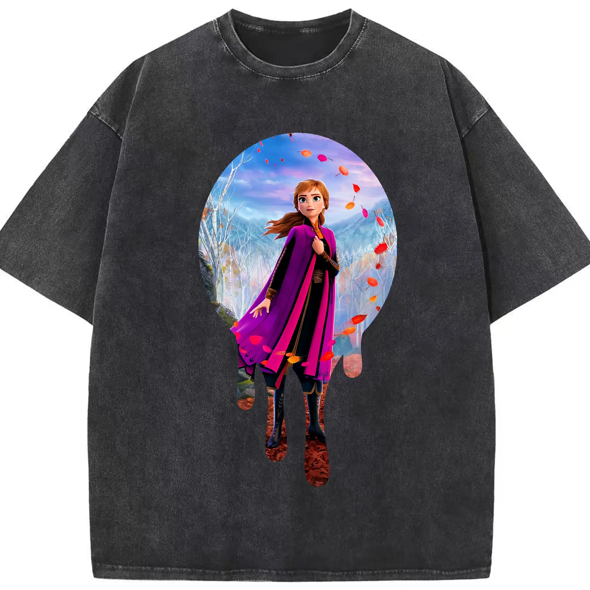 アナと雪の女王(Frozen) グッズ アナ(Anna) - 綿100％ ヴィンテージ風 半袖Tシャツ ・ フロントプリント ・ 柔らか肌触り ・ 通気性 快適 ・ スポーツ カジュアル 外出用