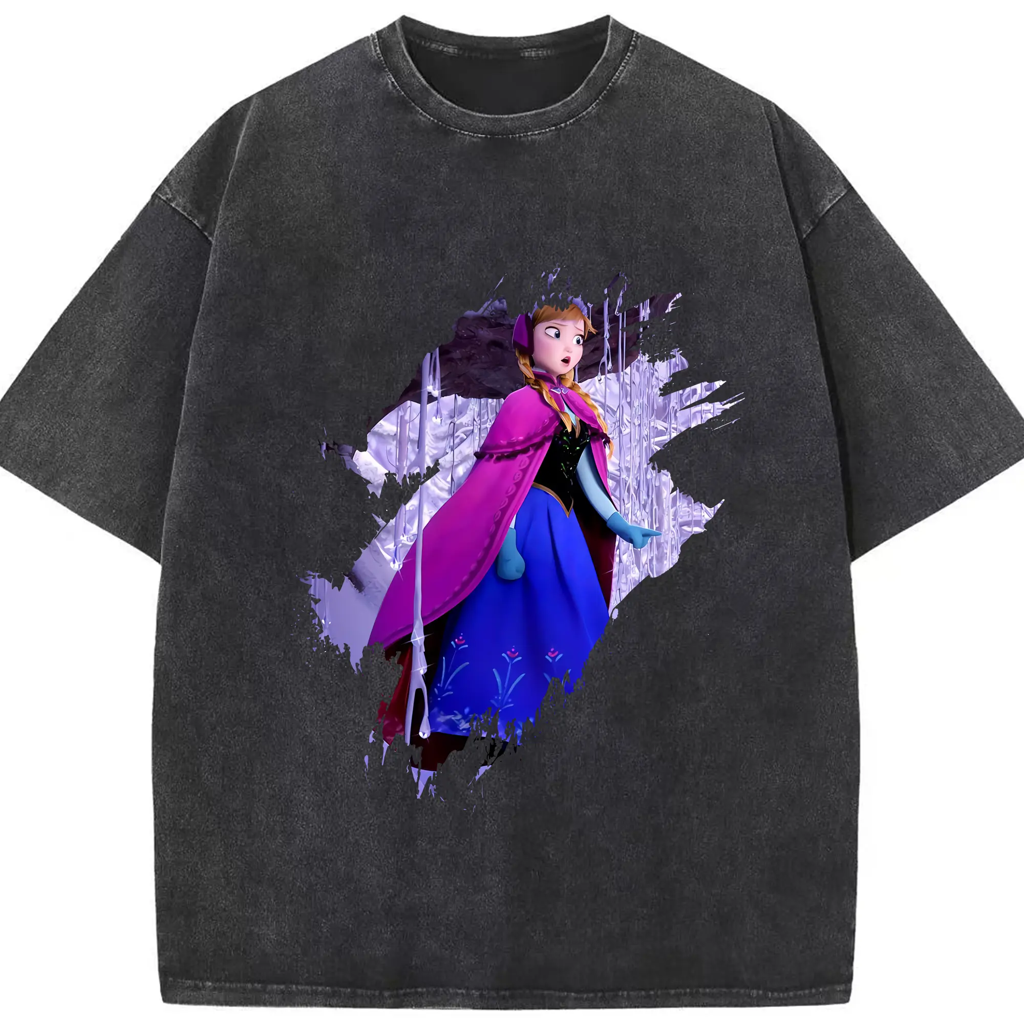 アナと雪の女王(Frozen) グッズ アナ(Anna) - 綿100％ ヴィンテージ風 半袖Tシャツ ・ フロントプリント ・ 柔らか肌触り ・ 通気性 快適 ・ スポーツ カジュアル 外出用