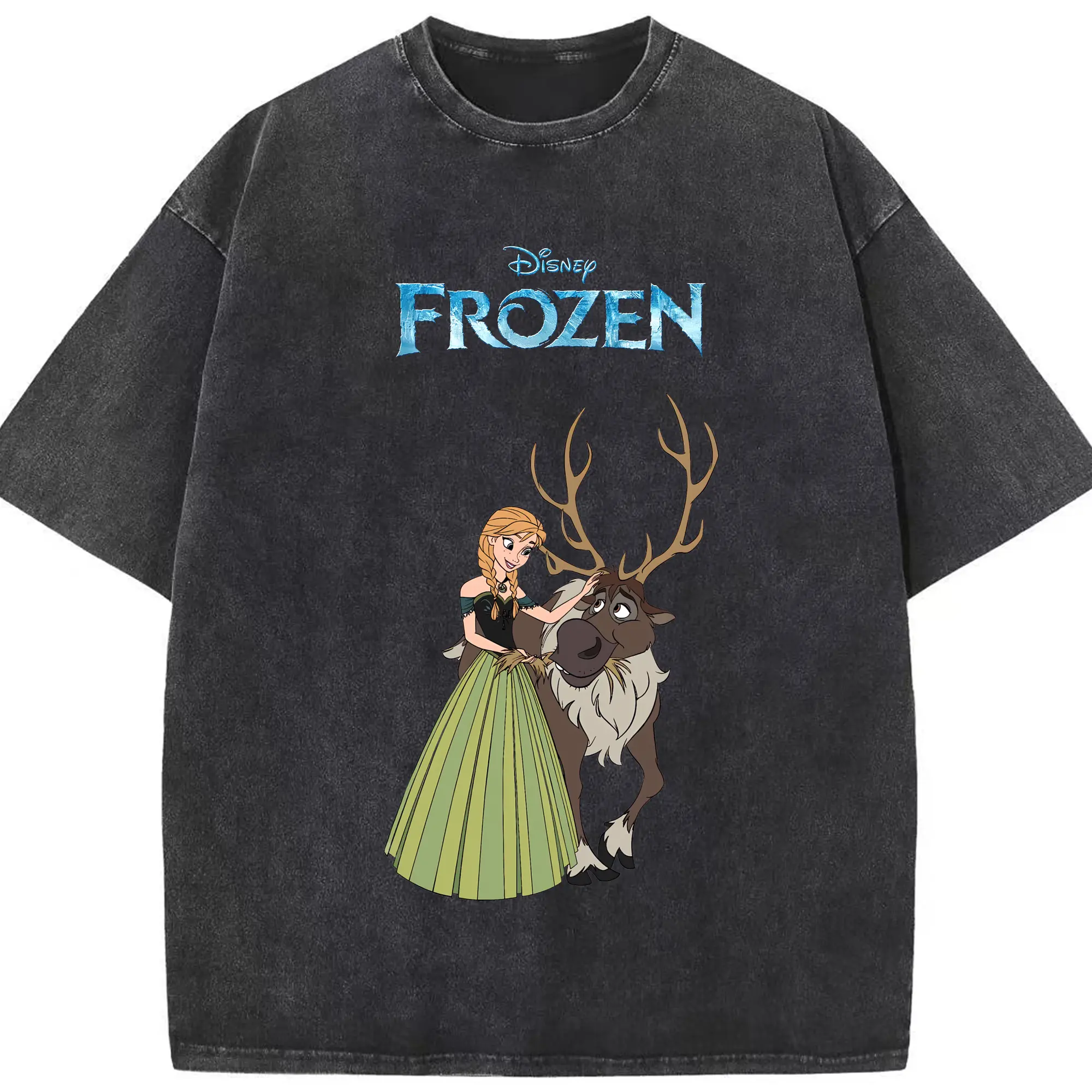 アナと雪の女王(Frozen) グッズ アナ(Anna) - 綿100％ ヴィンテージ風 半袖Tシャツ ・ フロントプリント ・ 柔らか肌触り ・ 通気性 快適 ・ スポーツ カジュアル 外出用