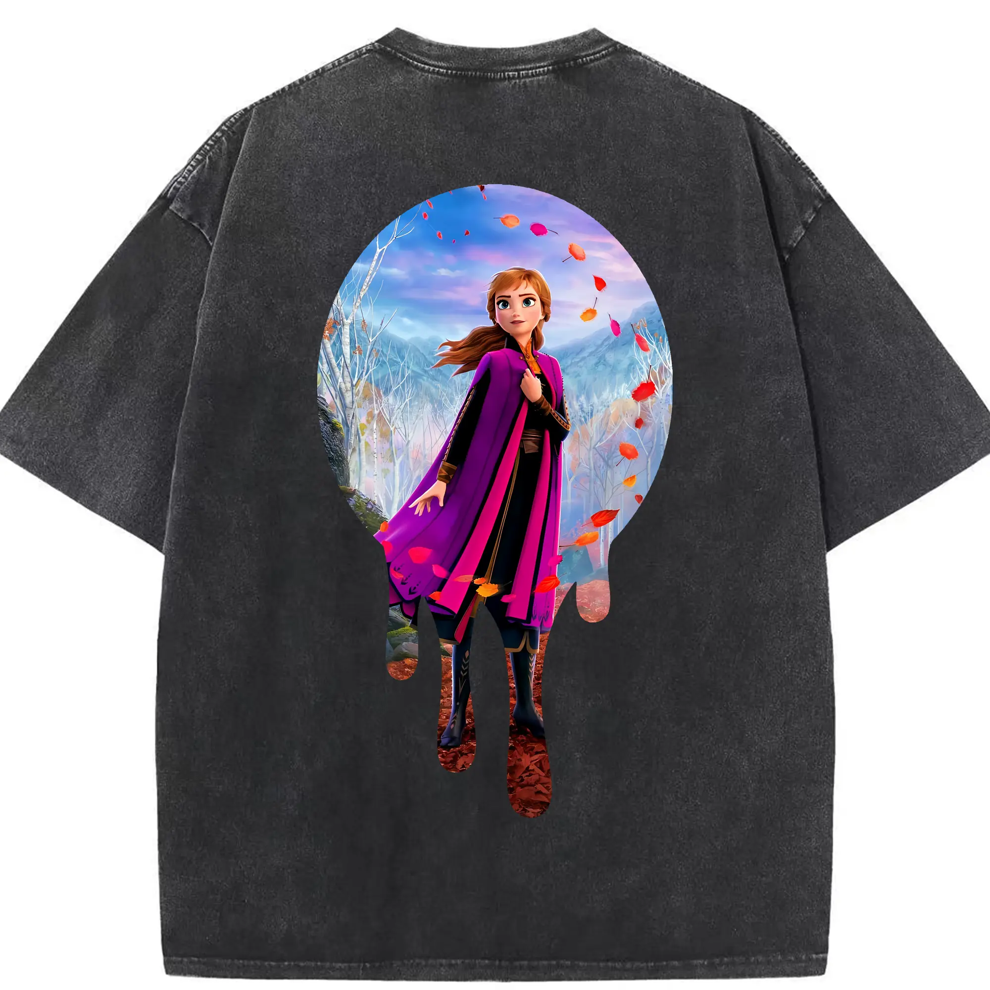 アナと雪の女王(Frozen) グッズ アナ(Anna) - 綿100％ ヴィンテージ風 半袖Tシャツ ・ 背面プリント ・ 柔らか肌触り ・ 通気性 快適 ・ スポーツ カジュアル 外出用