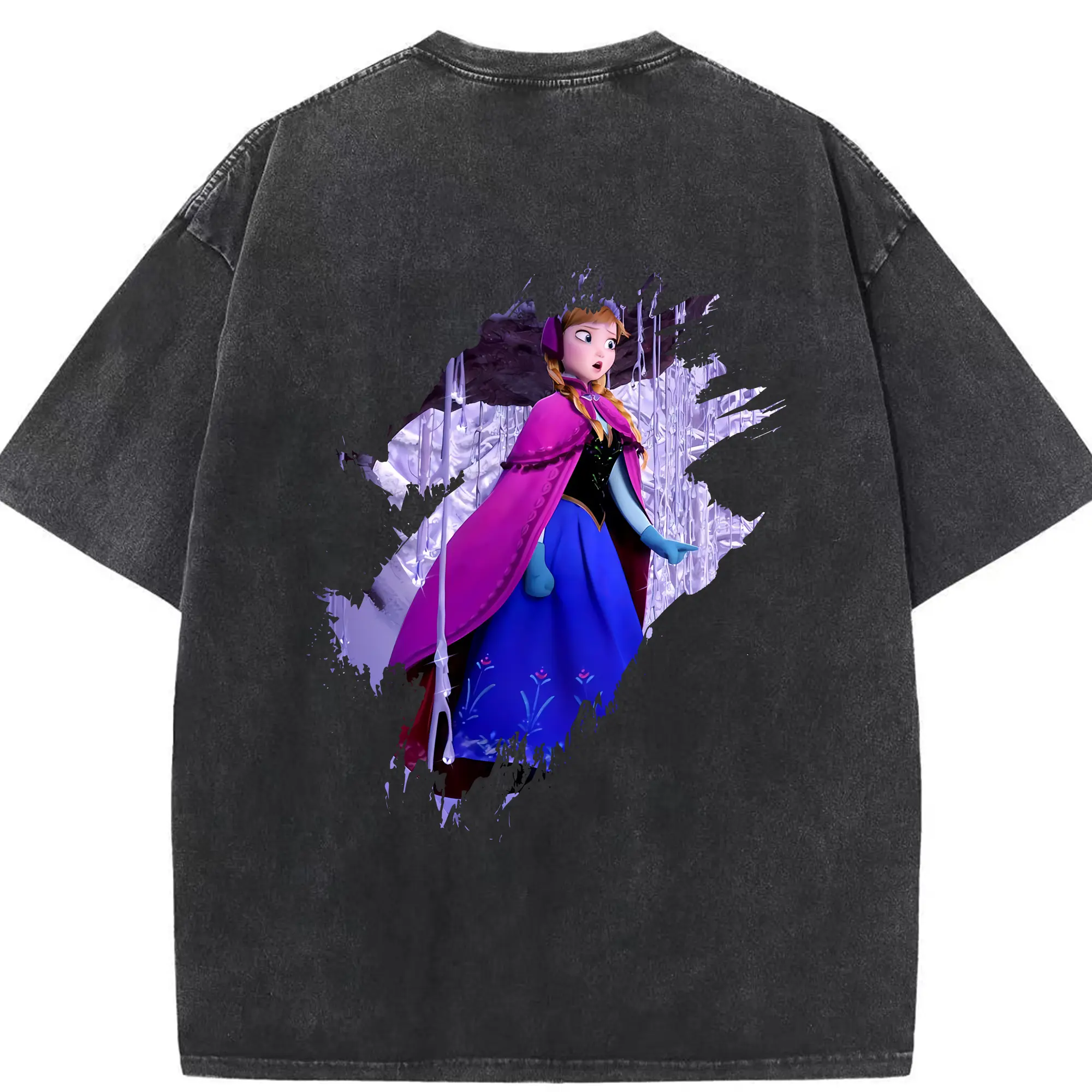 アナと雪の女王(Frozen) グッズ アナ(Anna) - 綿100％ ヴィンテージ風 半袖Tシャツ ・ 背面プリント ・ 柔らか肌触り ・ 通気性 快適 ・ スポーツ カジュアル 外出用