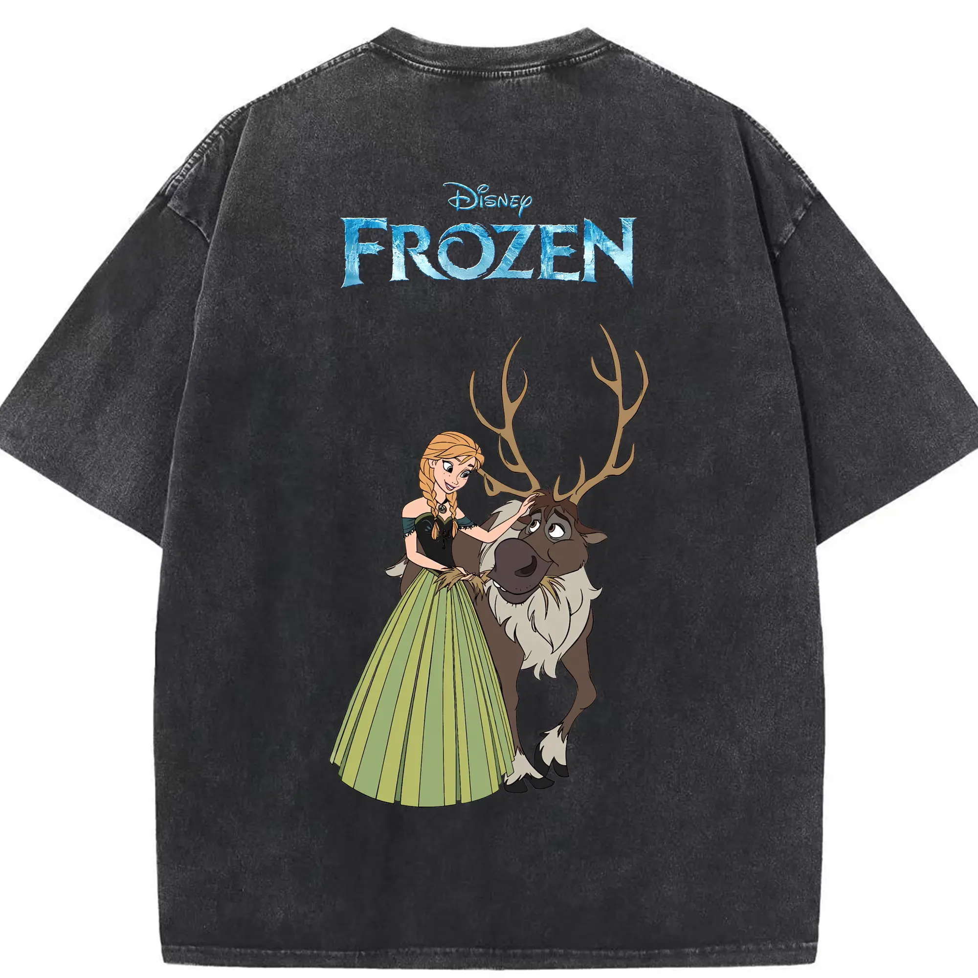 アナと雪の女王(Frozen) グッズ アナ(Anna) - 綿100％ ヴィンテージ風 半袖Tシャツ ・ 背面プリント ・ 柔らか肌触り ・ 通気性 快適 ・ スポーツ カジュアル 外出用