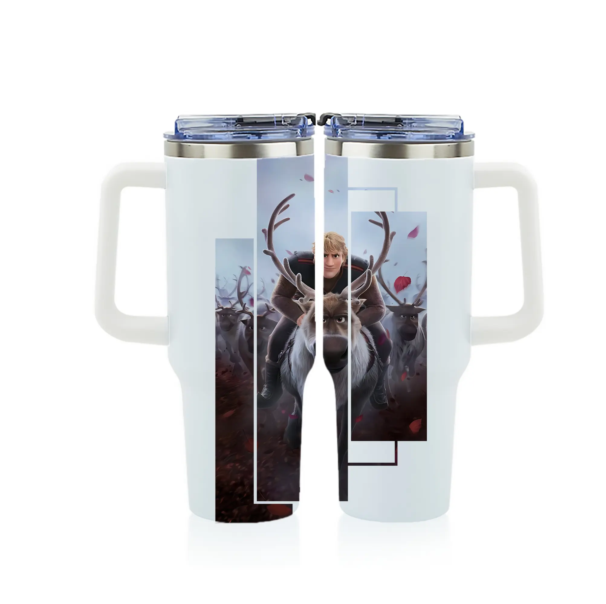 アナと雪の女王(Frozen) グッズ クリストフ(Kristoff) - 1200mL フルプリント車用タンブラー ・ 304ステンレス 内側 ・ 201ステンレス 外側 ・ 保温 保冷 ・ 通勤 ドライブ アウトドア用