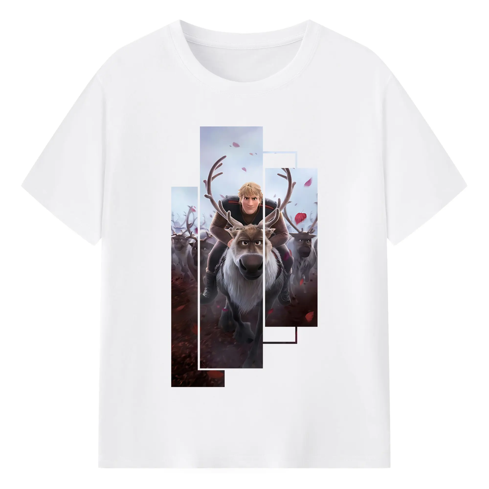 アナと雪の女王(Frozen) グッズ クリストフ(Kristoff) - 綿100％ 半袖Tシャツ ・ フロントプリント ・ 快適 通気性 ・ 日常使い 散歩 スポーツ用
